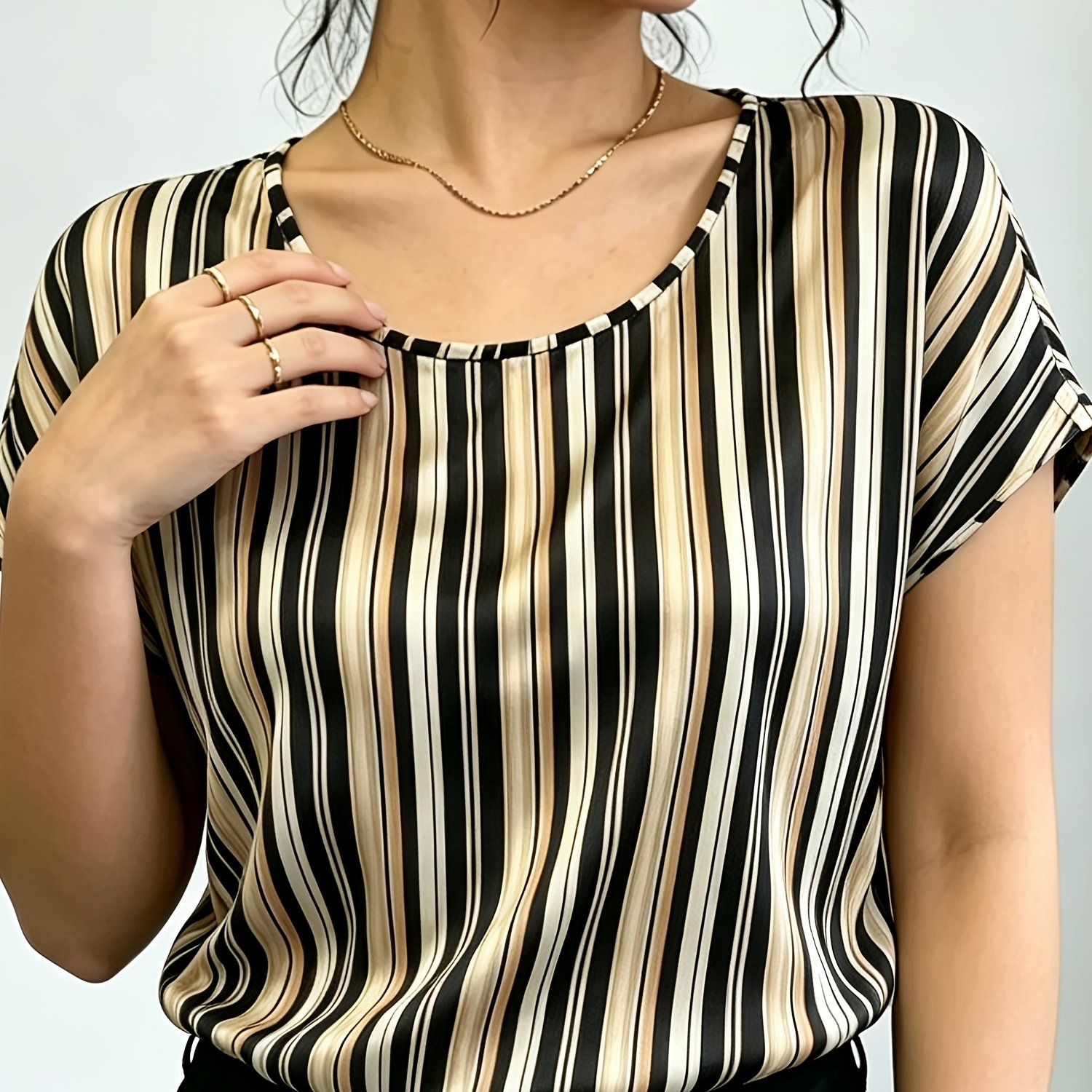 TEMU Women' Simple And Stylish Printed Casual Short-sleeve Vacation Top