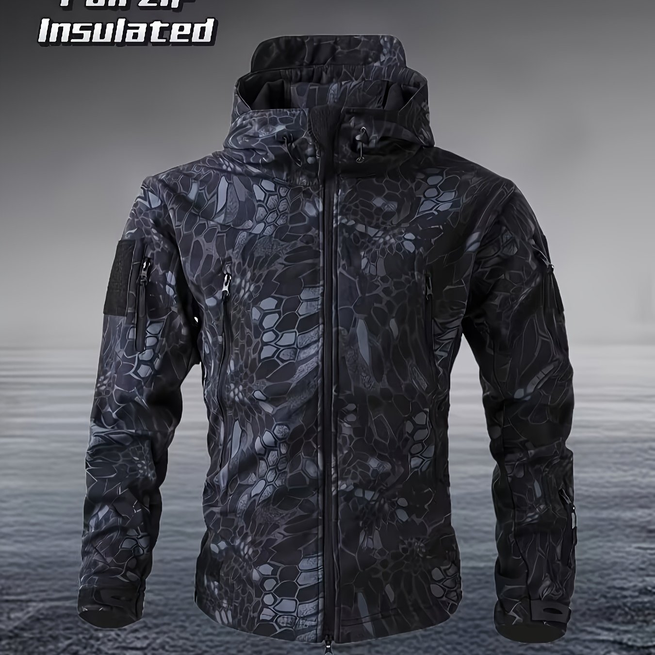 Men's Outdoor Fleece-Lined Softshell Jacket, Windproof & Tear-Resistant