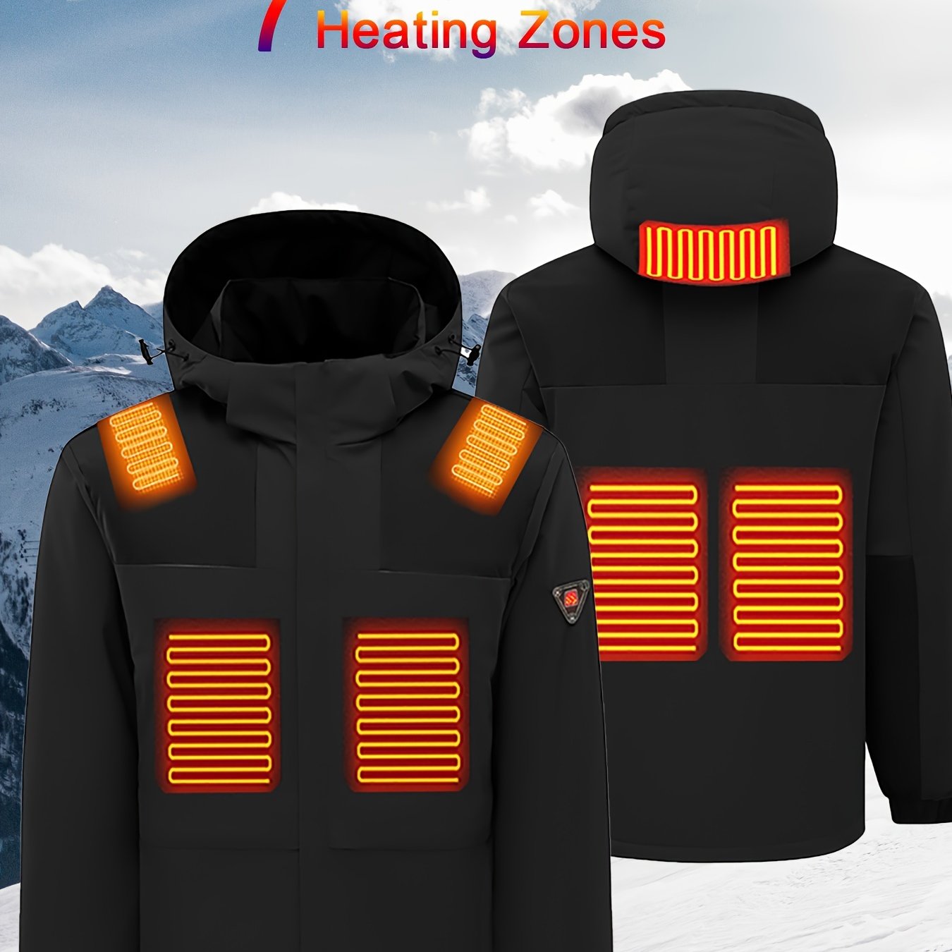 mens smart heating detachable hooded jacket windproof warm contant heating outdoor coat mens clothing for winter for camping running and climbing without battery pack