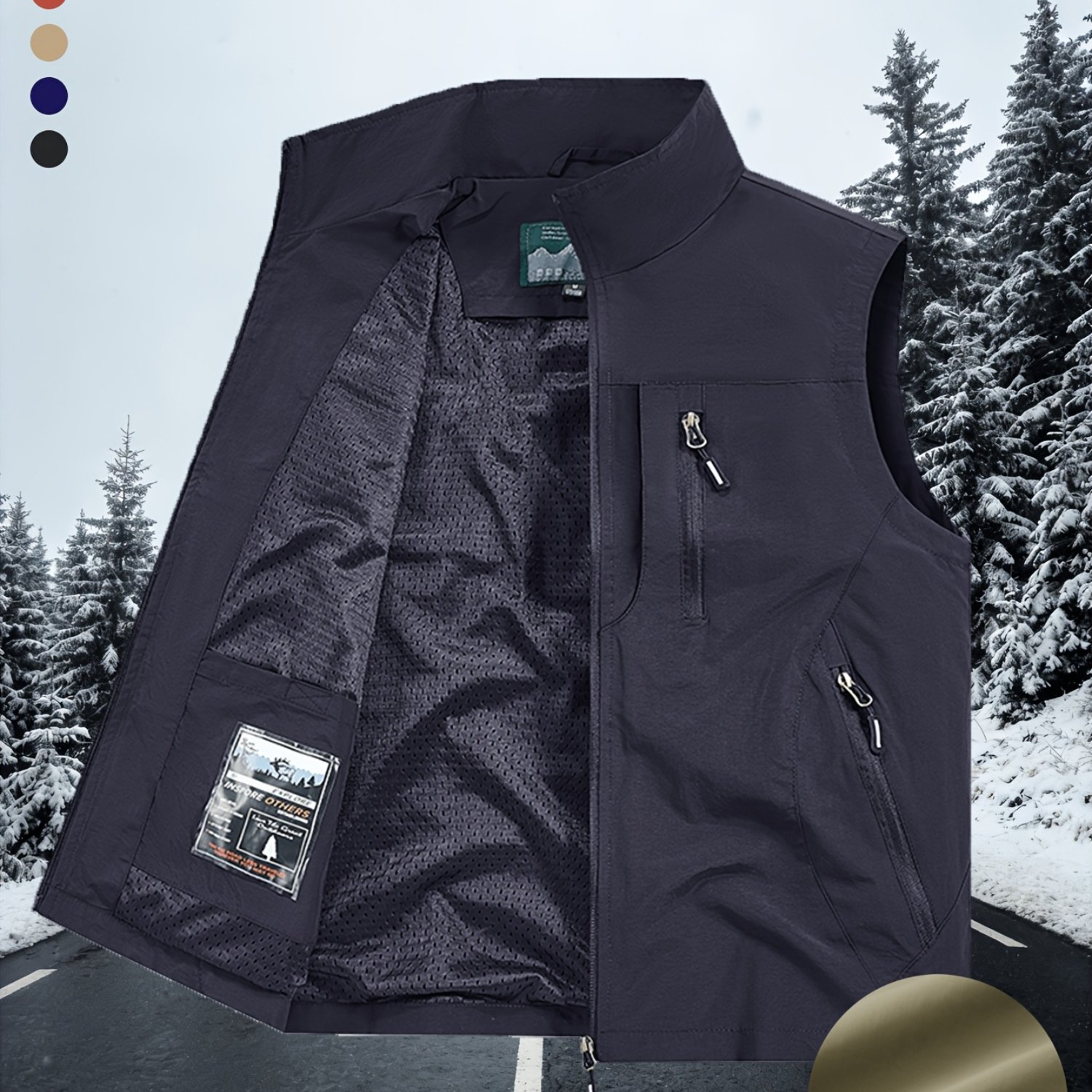 TEMU Men's Spring/autumn Thin Cargo Vest, Multi-functional With Multiple Zipper Pockets, Cargo Vest, Photography, Fishing, Vest Jacket Workwear,