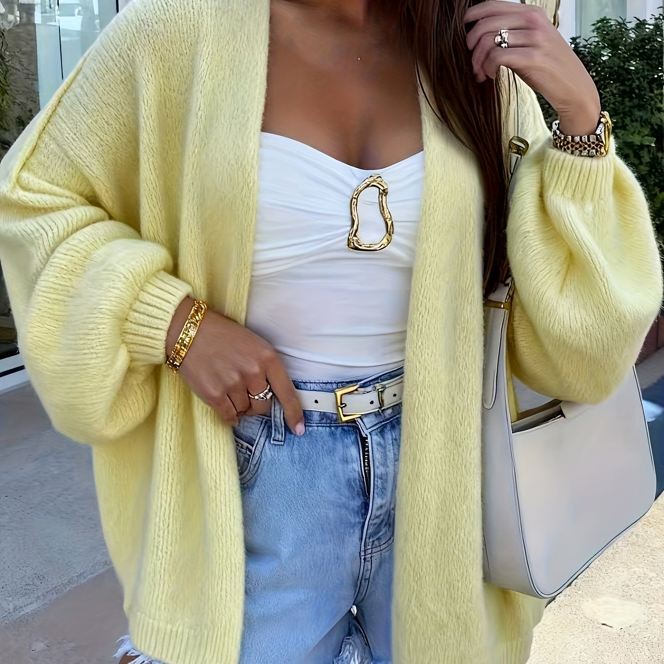 Elegant Open-front Loose Cardigan