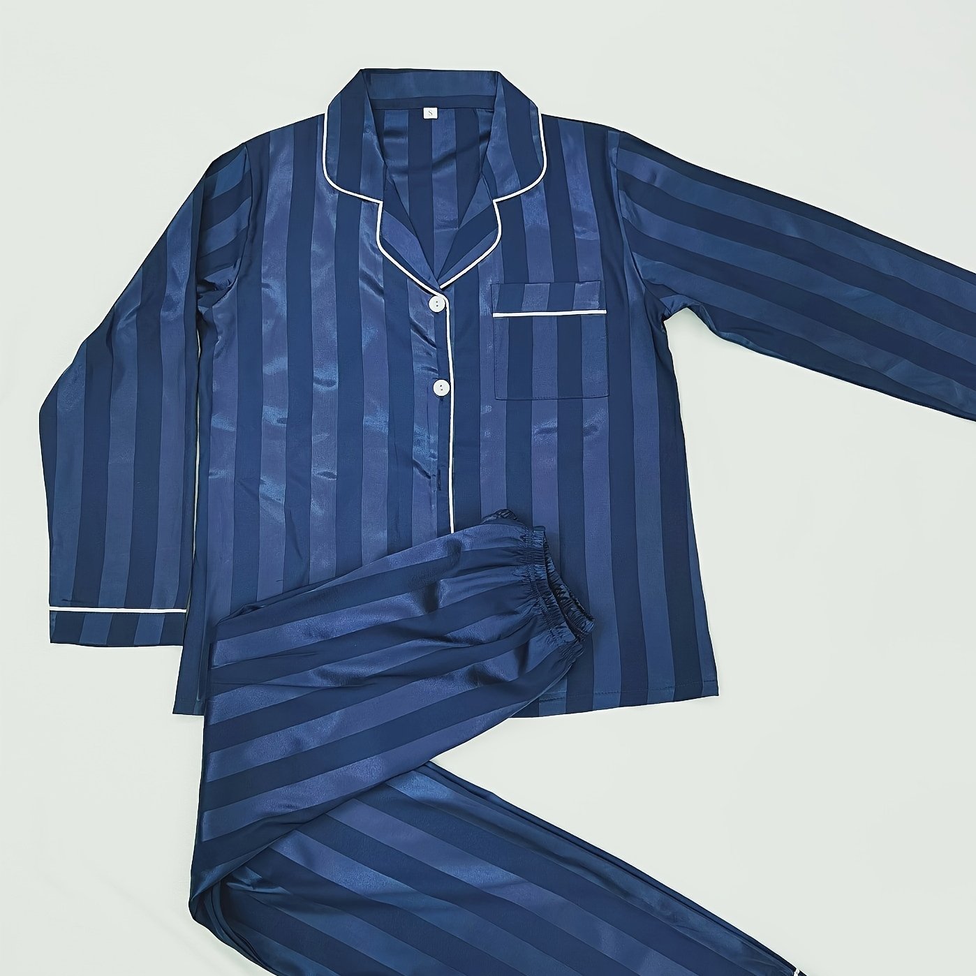 Topshop Tall cotton stripe shirt and pants pajama set in tonal blue -  ShopStyle