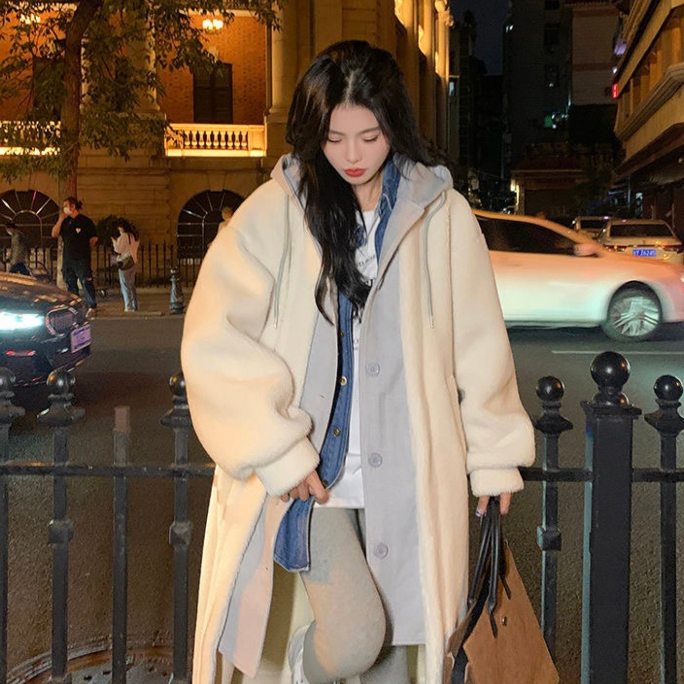TEMU 【商品名】レディース インスレーション 服、パッド入りコート、心地よい、、シック、適応性、洗練された、フード付きコート、フェイクツーピース、カジュアル、愛らしい、デートに最適、洗濯機洗い可能、断熱アパレル、秋と冬に