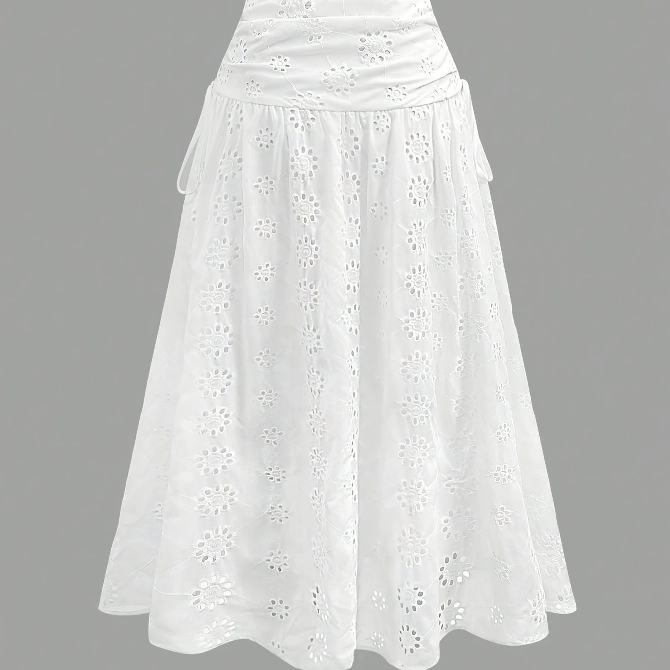 TEMU Women's Vintage Solid Color Lace Embroidered Bow Half-length Flared Skirt