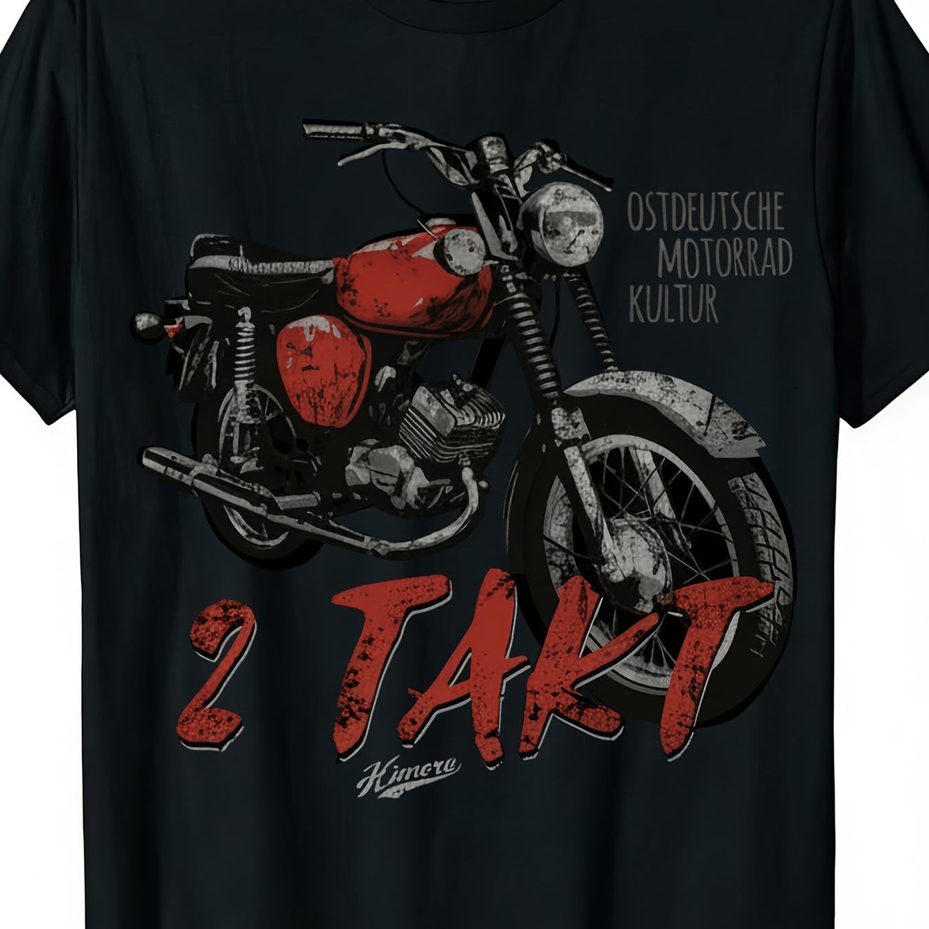 Men's And Women's Vintage S51 Suhl Design T Shirt Featuring A 2 Stroke Moped Engine In Black With Red Print Perfect For Motorcycle Lovers