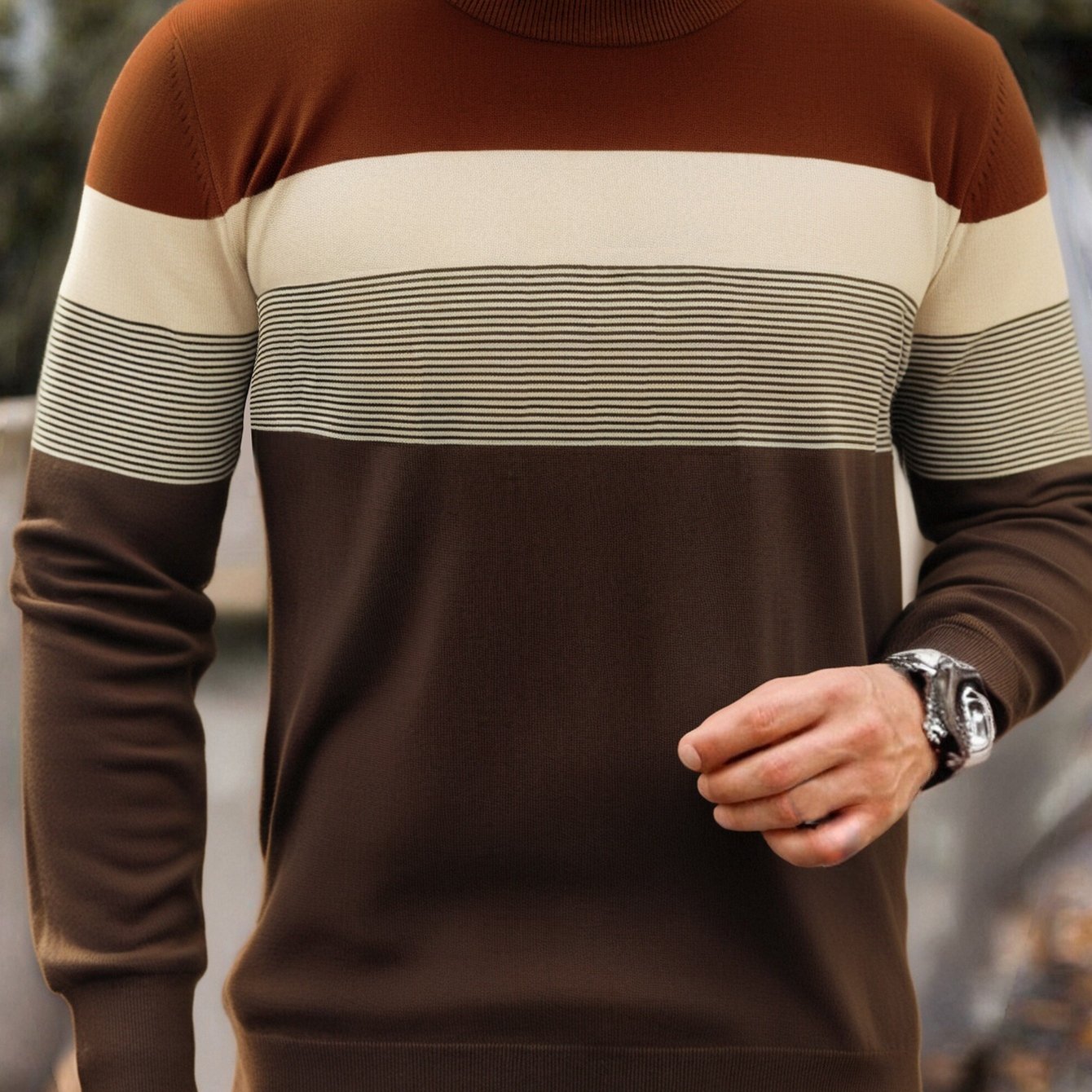 TEMU Pull à Manches Longues Rayé en pour Homme, Vêtements d'Hiver pour Homme, Pull pour Homme, Vêtements d'Hiver pour Homme, Tenue de An, Pull