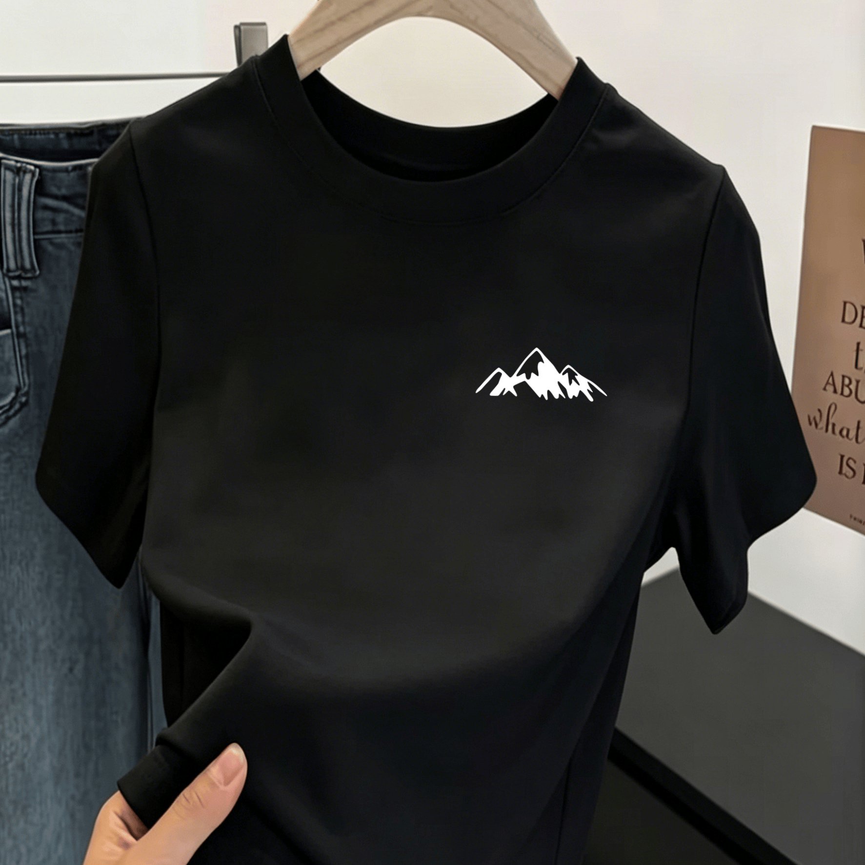TEMU Print Short-sleeve T-shirt, Loose Fit For Summer, Versatile Top For Casual Commuting
