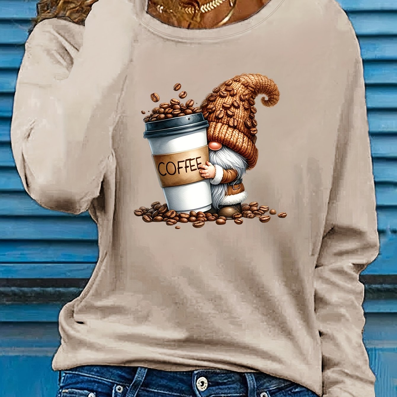 TEMU Women's Fashion Round Neck Long Sleeve T-shirt Loose Casual Top Daily Pullover Base Layer X4709