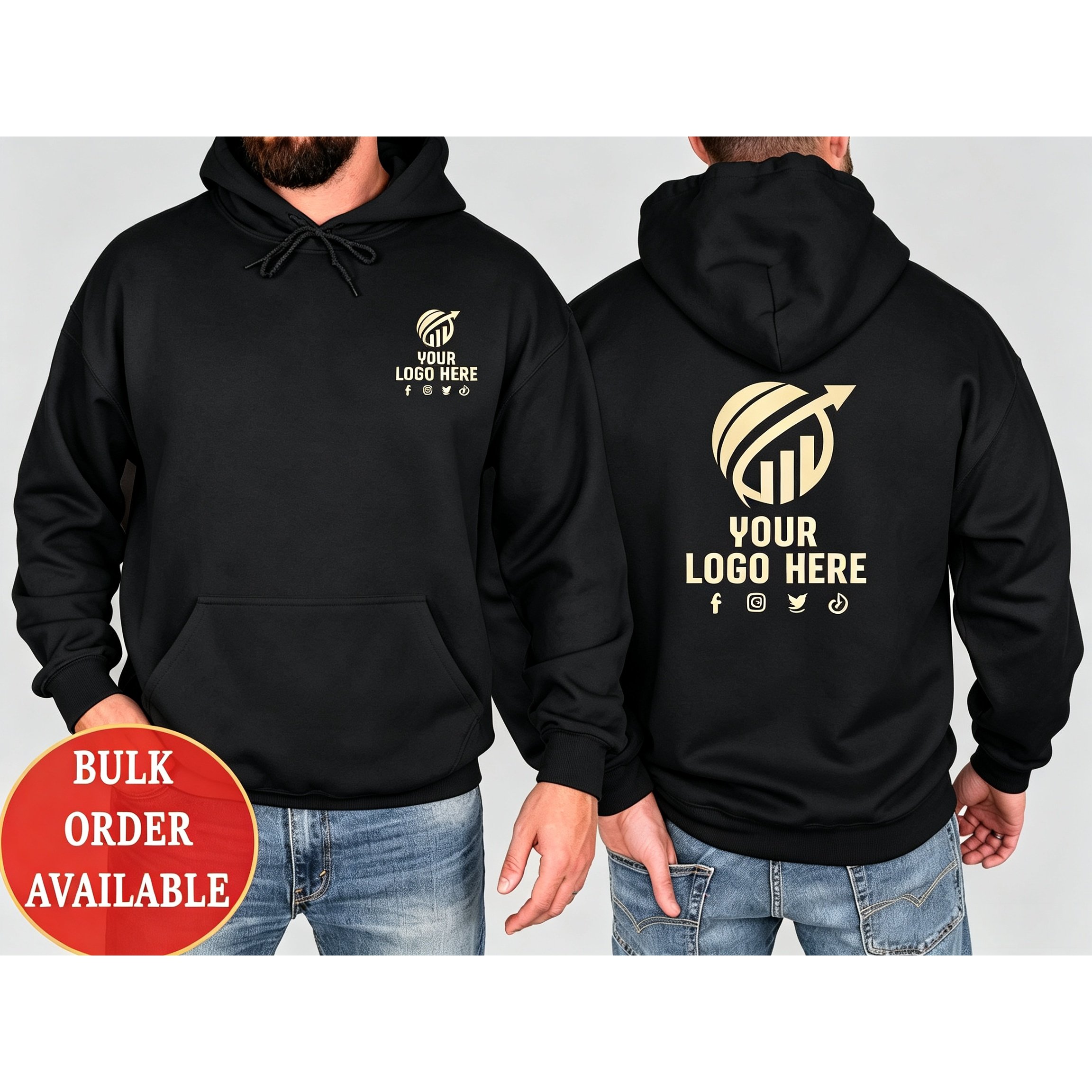 Image of Custom Logo Hooded Sweatshirt & Personalized Hoodie - /text/, Loose Fit Hoodie Suitable For Business Branding, Team Uniforms, Promotional Gifts, Machine Washable Hoodie For Casual Wear (no )