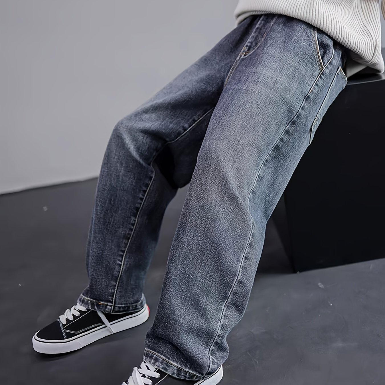 Image of Boys' Spring Clothing 2025 New Arrival, Autumn/spring Casual Jeans For Middle And Older Kids, Boys' Spring/autumn Long Pants