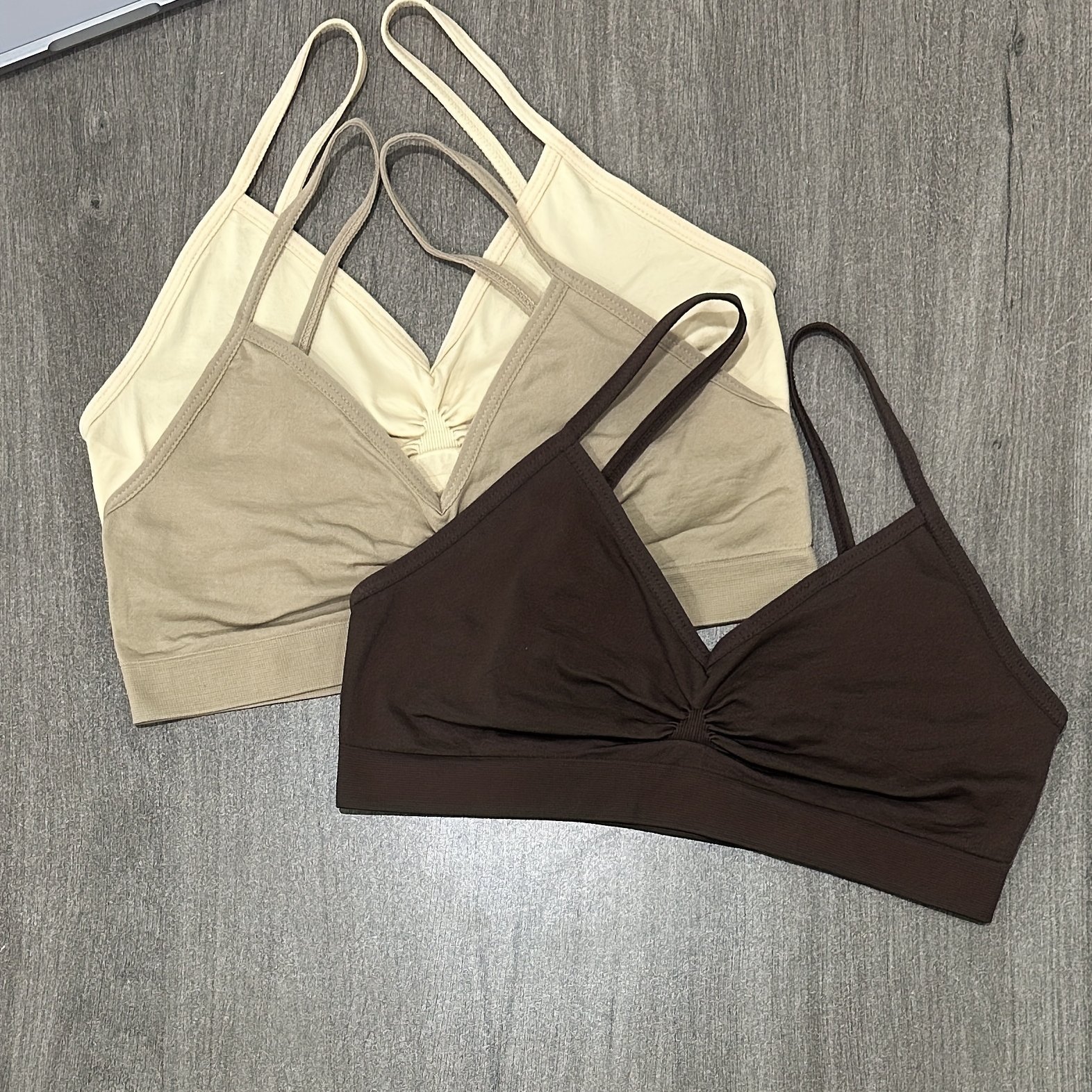 TEMU Juego de 3 camisetas sujetadores sin costuras de color liso para mujer, suaves, cómodos y elásticos ( para mujeres que entre 32 y 48 kg)