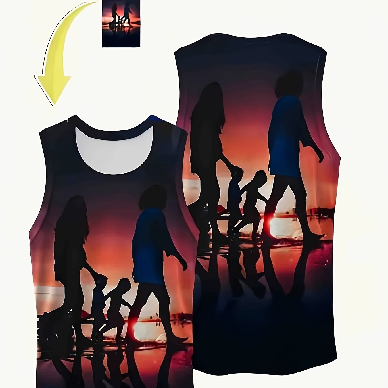 TEMU 1 Custom Men's Tank Top, Sleeveless Vest - Design Your Own Unique Pattern With Photos Of Family, , Or Pets, New Summer Style, Machine Washable,