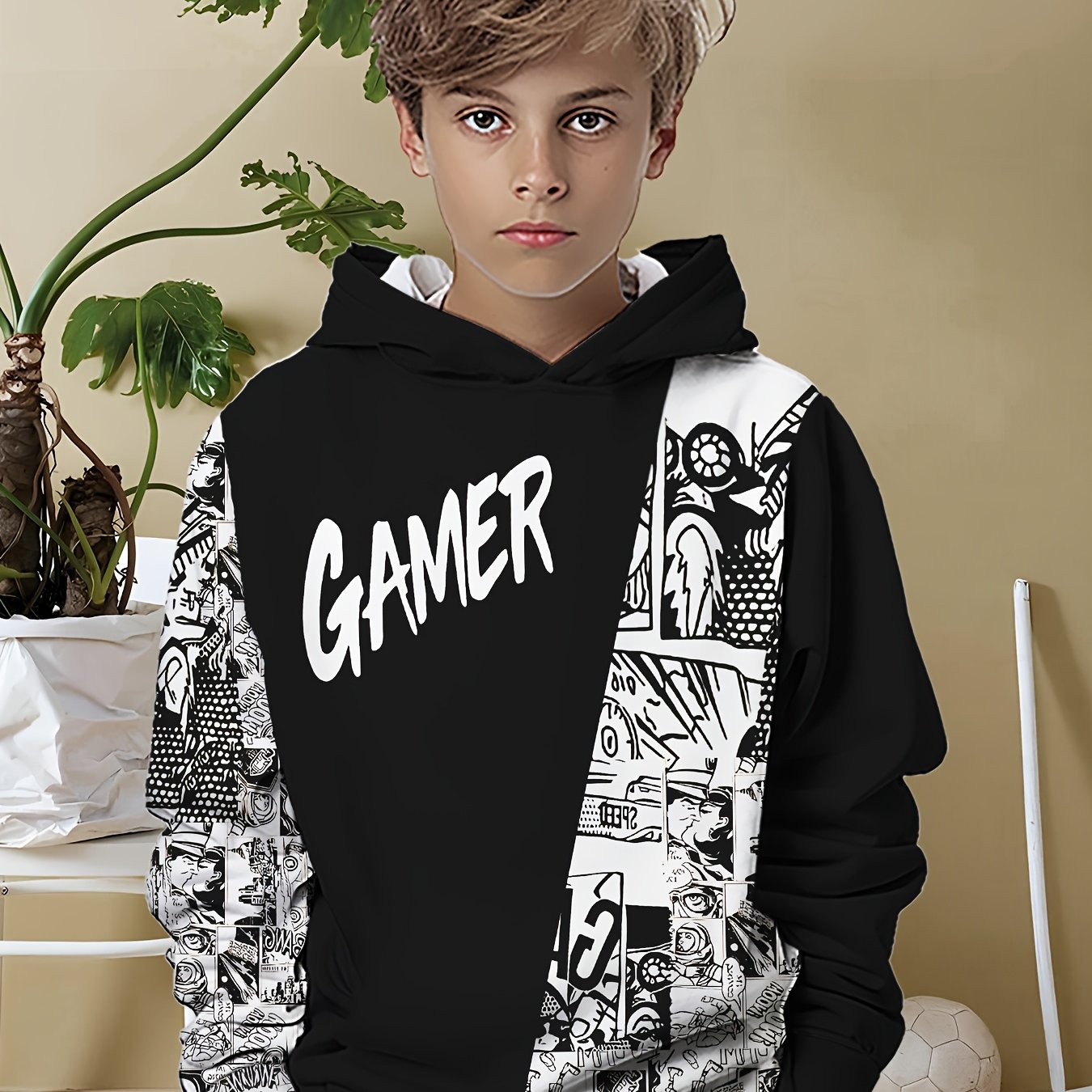 Image of Boys 3d Printed Casual Fashion Hoodie Spring Autumn Winter Children's Long Sleeve Pullover Children's Clothing
