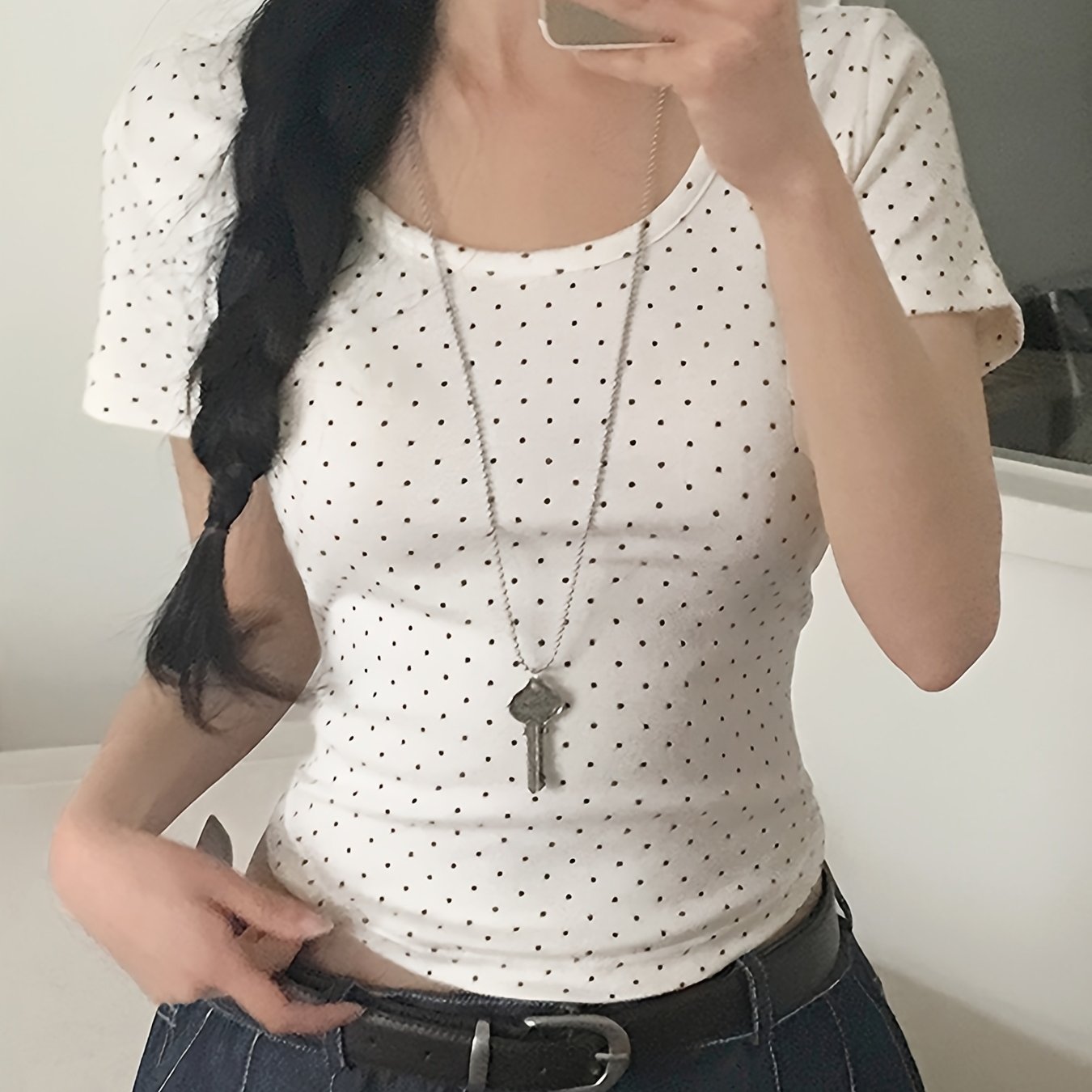 polka dot print t shirt summer japanese korean style girly - Temu