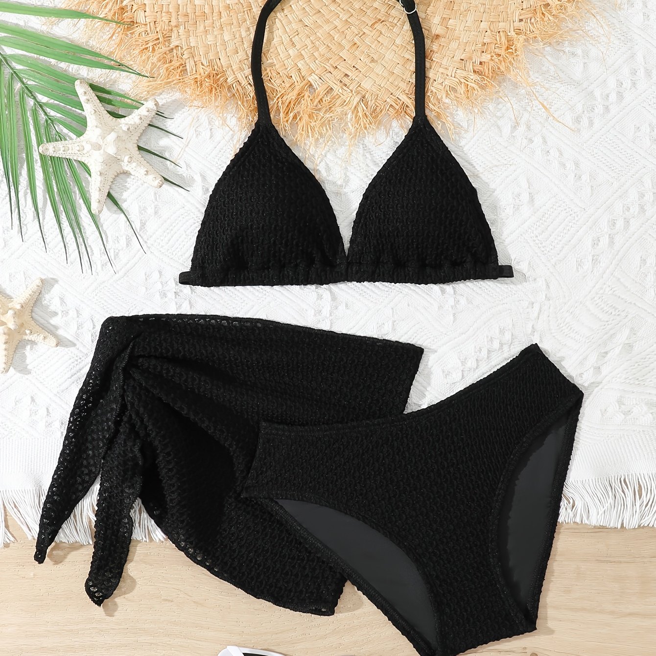 Nov bikini za otroke v enobarvnem stilu, enostaven za oblačenje