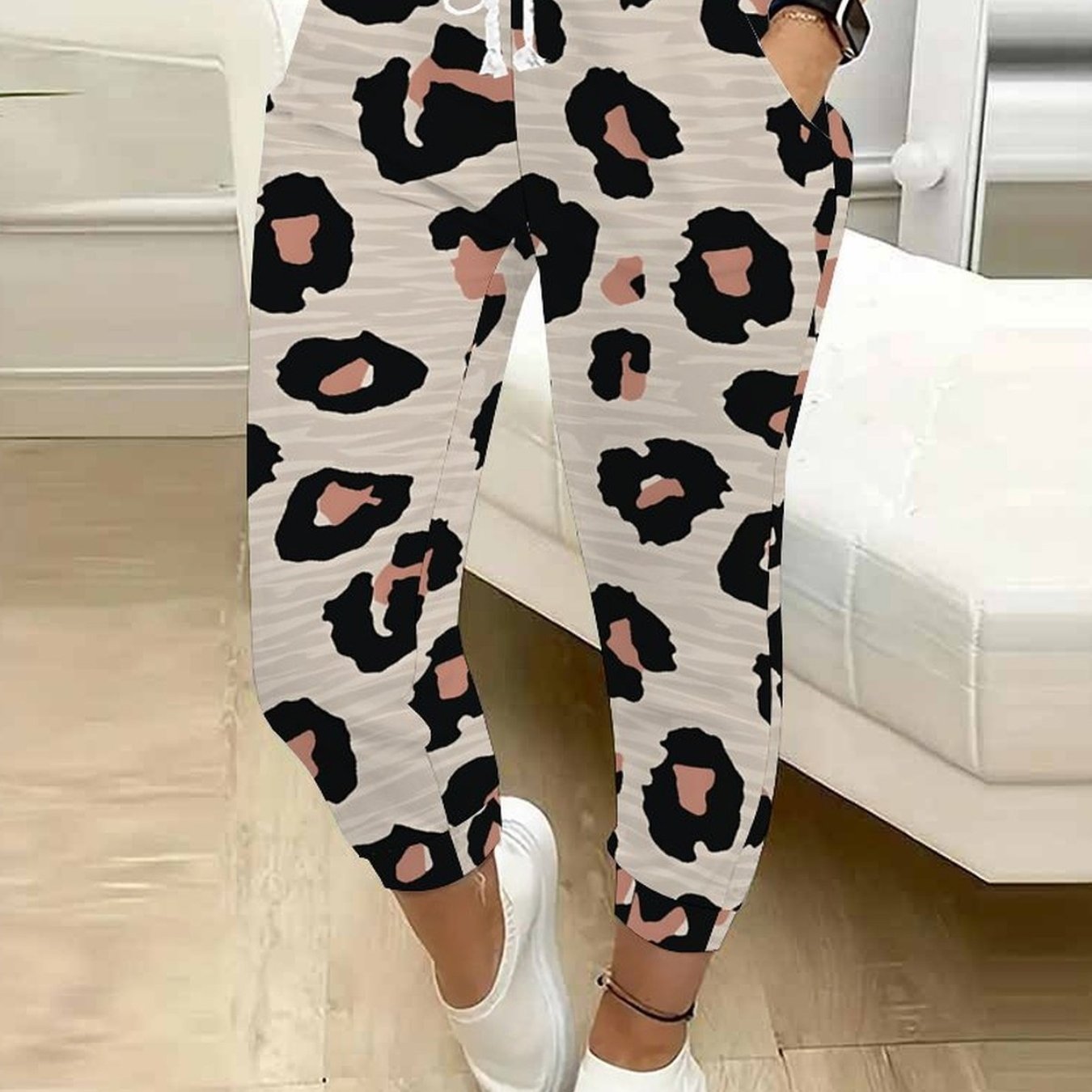 TEMU Classic Women's Drawstring Pants With Floral, Botanical, Geometric, And 250th Anniversary Celebration Prints, Suitable For Outdoor Play, And