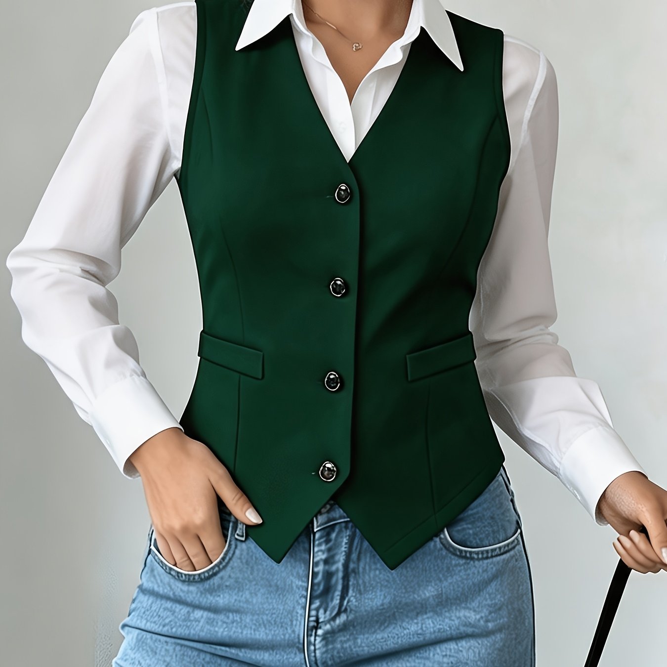 TEMU New Elegant Commuter Fashion Temperament Sleeveless Solid Women's Vest Top