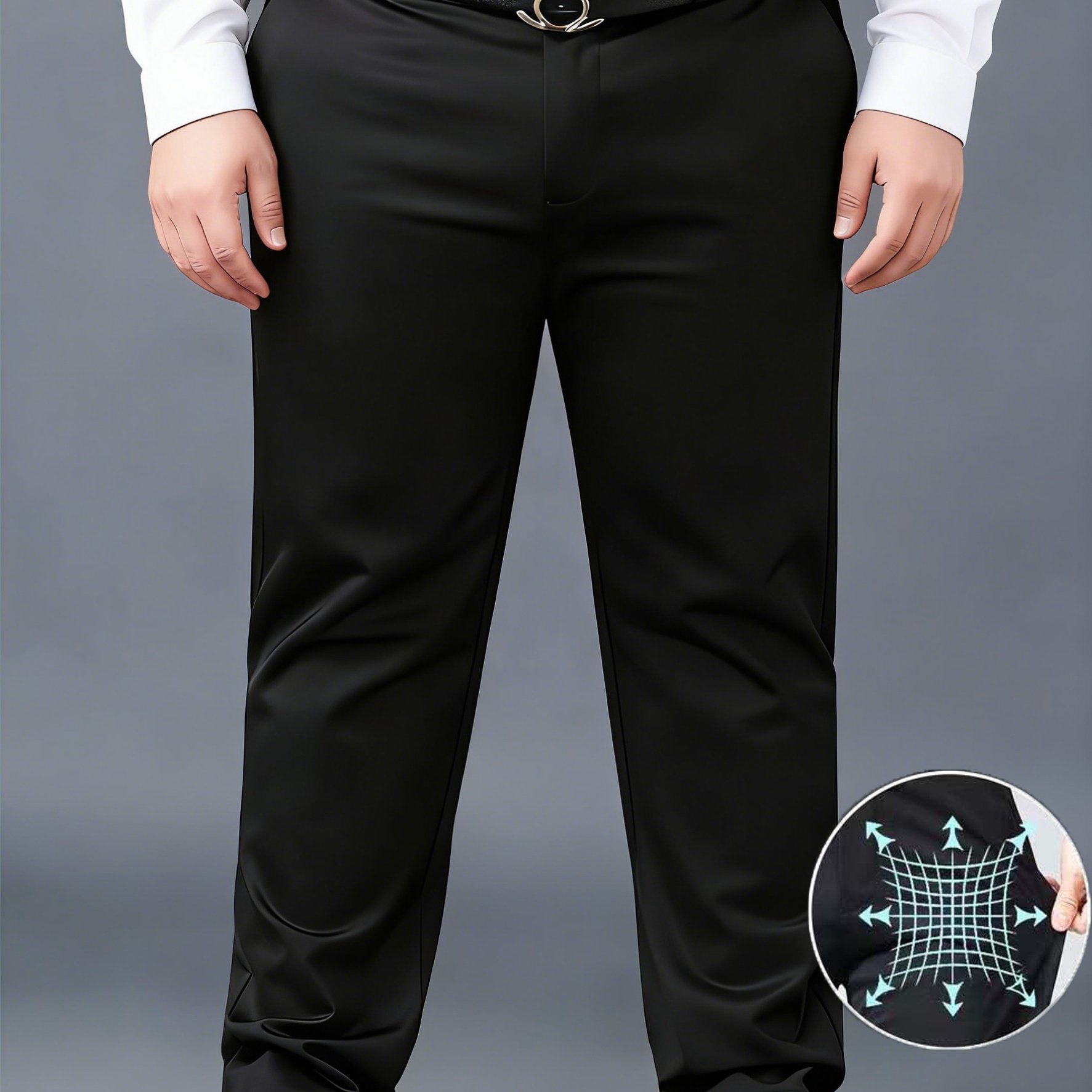 Plus Size Suit Pants | Elastic Waistband | Wrinkle-resistant Trousers | Extended Sizing | Versatile For Parties And Multiple Occasions, Smooth Texture, Plus Size
