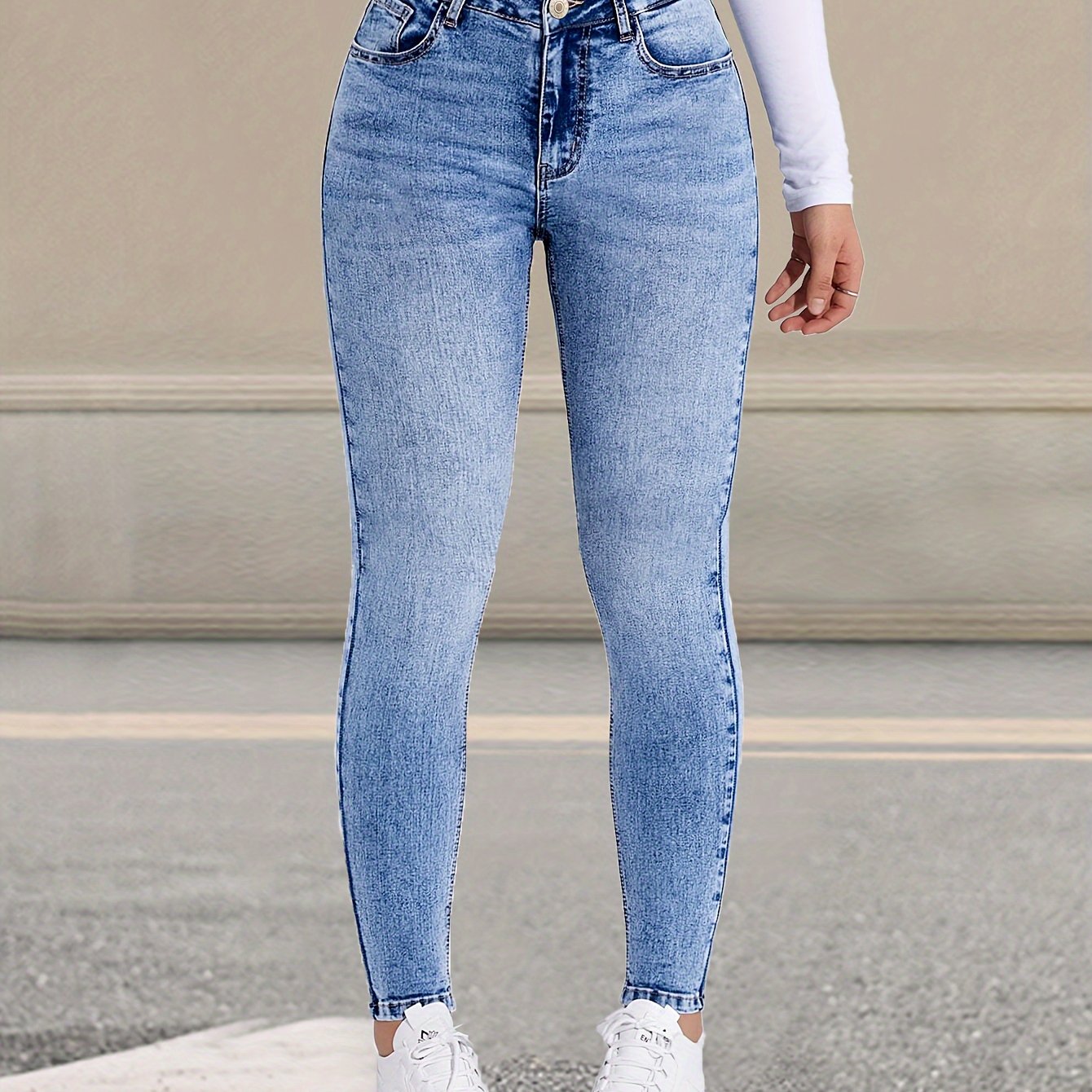 Blue Snowflake Fashion Stretch Skinny Pants Denim Jeans
