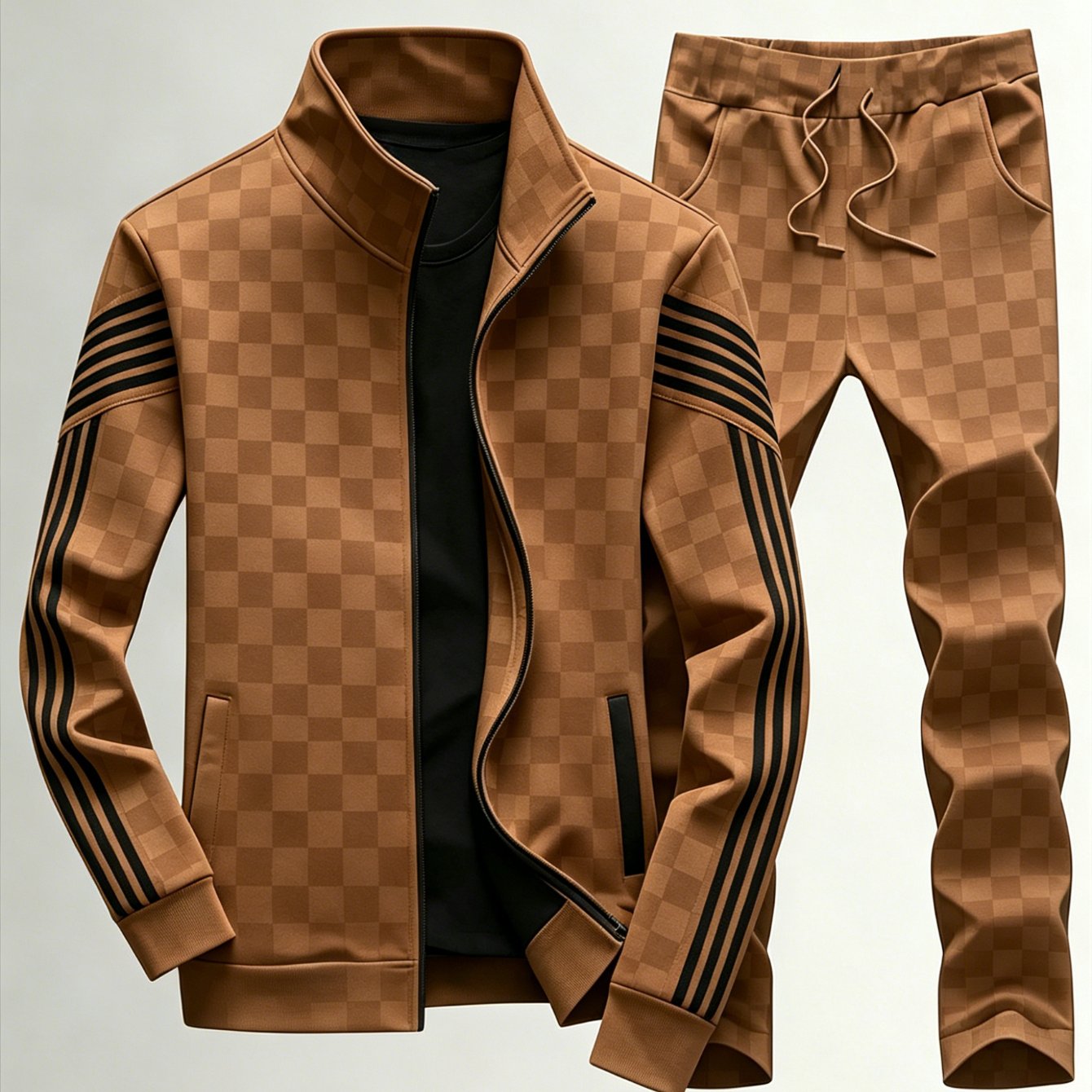 Men's Sportswear 2pcs Set - Full-zip Jacket And Sweatpants | Lightweight Fabric With Striped Details | Spring/fall Men's Sportswear | Perfect For Home Relaxation, Daily , And Leisure