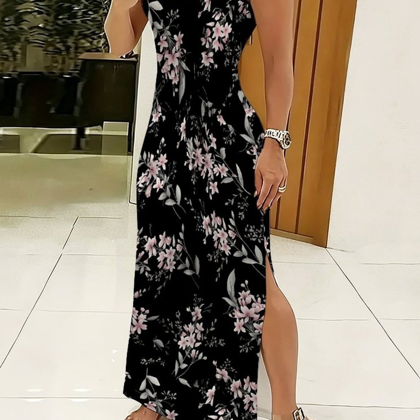 Image of Spring And Summer Women's Comfortable, Fashionable And Elegant Vest With Split Ends On Sides. Pattern Print Is Suitable For Daily Life, Home, Leisure, Commuting, Shopping, Party And Camping.