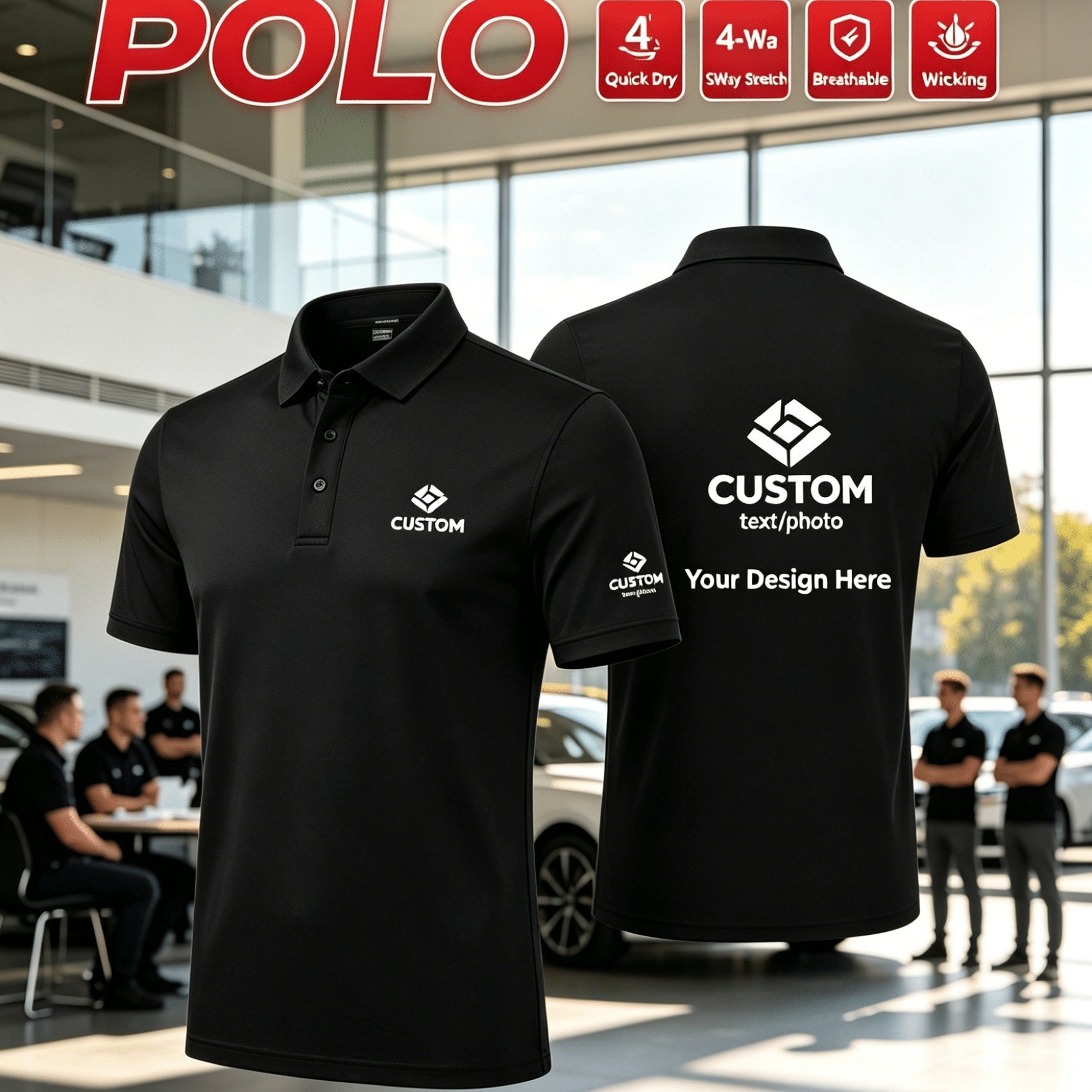 TEMU Customizable Items, Customizable Men's Shirts With Customization On Chest, Left Arm, And Back, Corporate Uniform Customization, , Suitable For