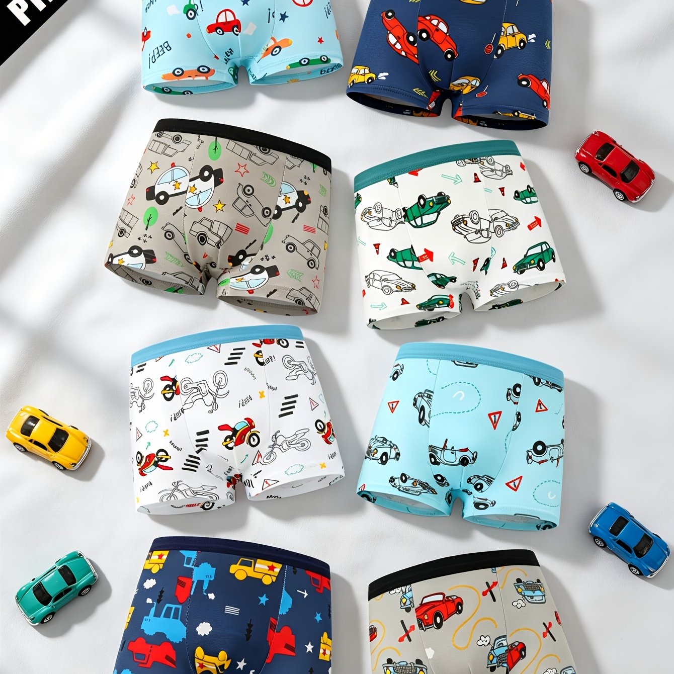 Image of 8pcs/pc Boys' Boxer Briefs Cartoon Car Transportation Tools Print Comfortable Soft Boys' Underwear
