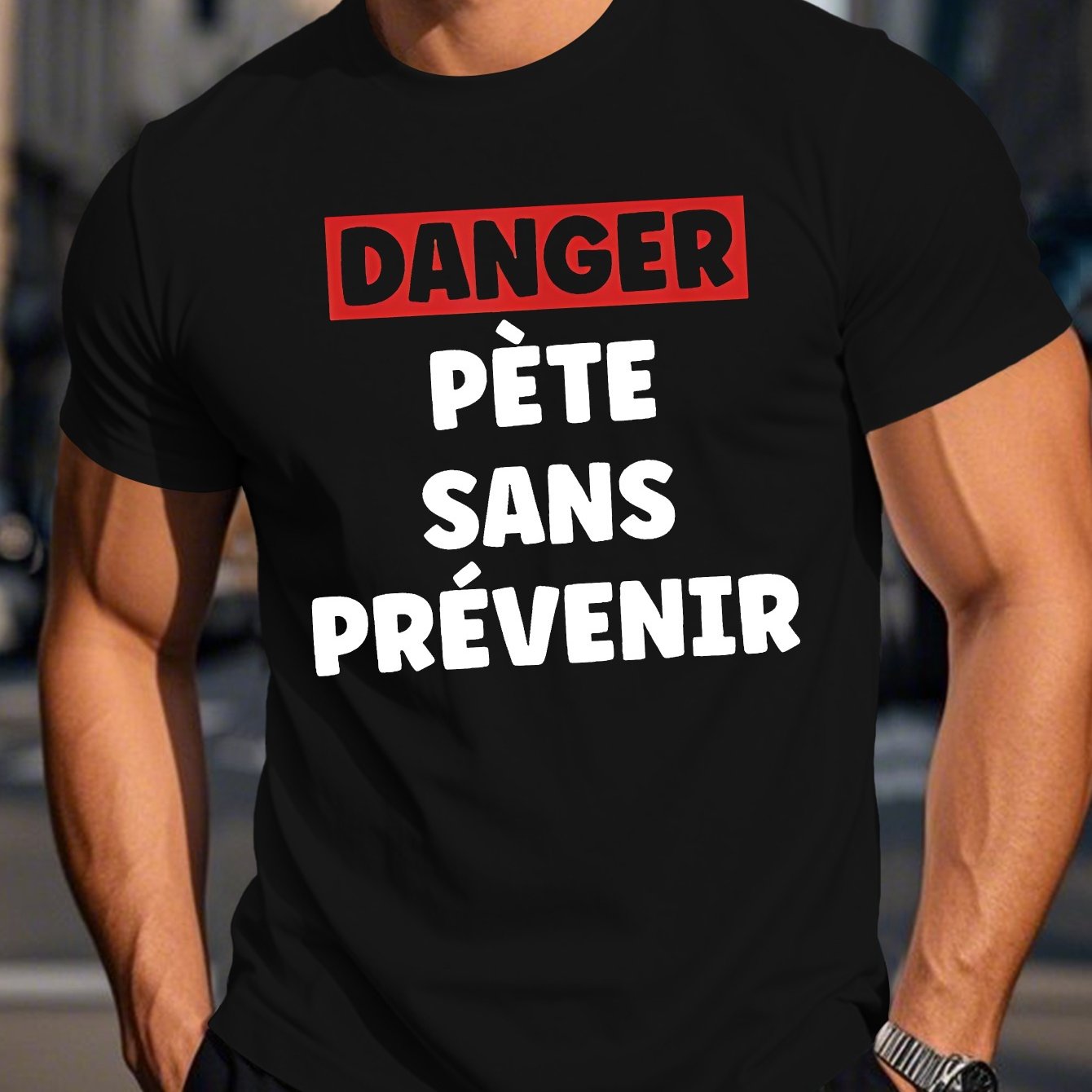 TEMU Men's-fun-french-humor-graphic-t-shirt---. -i'm-french-slogan-and-geometric-print. -bright-blue-casual-summer-top.