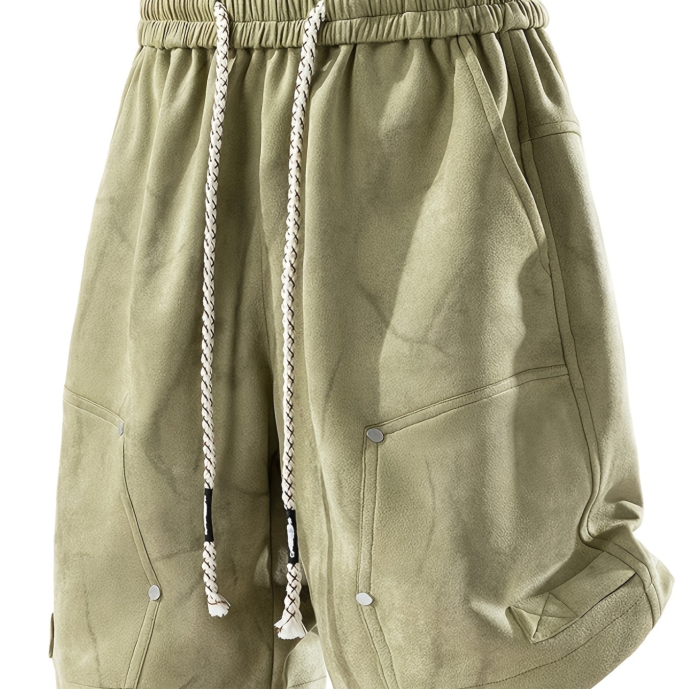 TEMU Men's Plus Size Wide-leg Shorts, Summer Streetwear Brand, Exquisite Details, Draped And , Loose Fit Slimming Without Being Baggy, Soft And