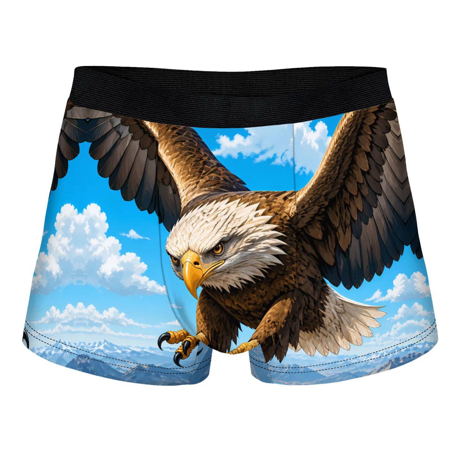 TEMU 2d Print Design Eagle Sky Underwear With Printed Design, Fun Boxer Underwear, Soft Polyester Fabric, Great Gift For Husband