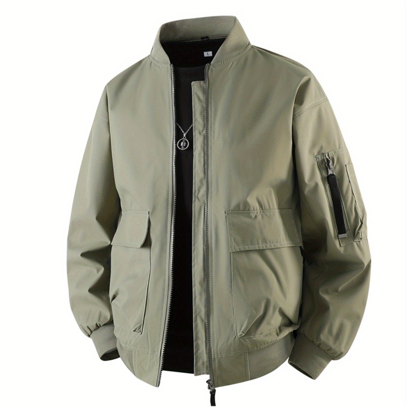 Men's Lightweight Mountain Jacket With Collar And Zipper Windproof Shell, Outdoor Mountaineering Windbreaker Jacket, Plus Size