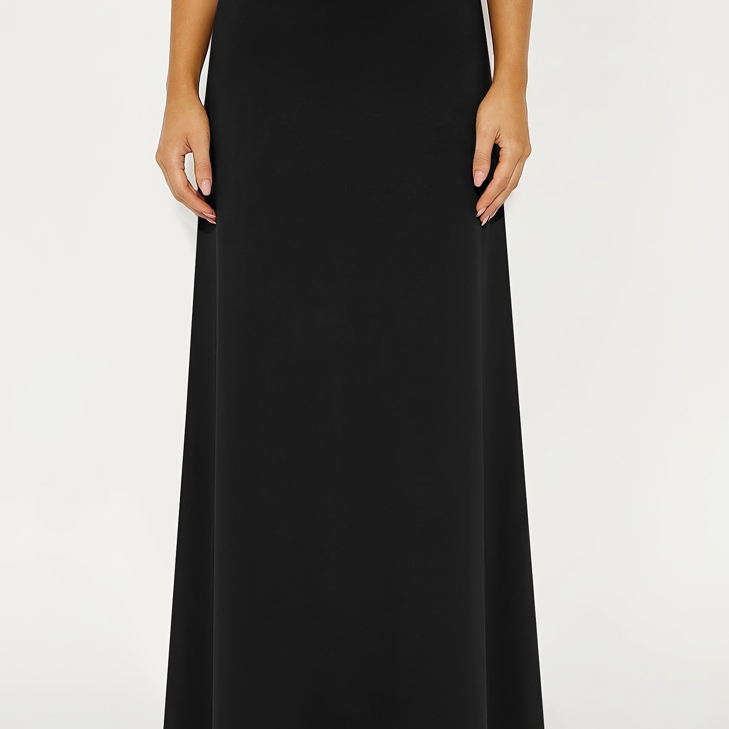 TEMU Women's High-waisted Fashion Half Skirt Solid Color Easy Waist-cinching Hip-lifting Body-shaping Mid-length Skirt Fashion Versatile Business