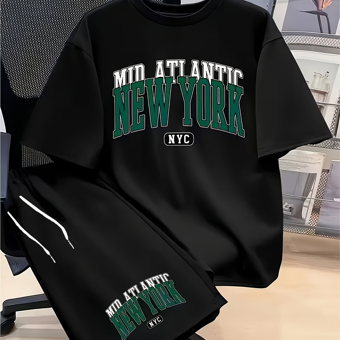 TEMU Conjunto de 2 camisetas para hombre con estampado de , versátil de moda casual para hombre, manga corta, ropa deportiva de moda