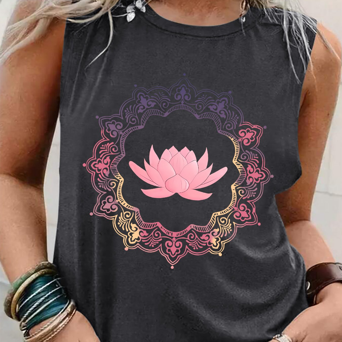 TEMU Graphic Print Tank Top, Sleeveless Casual Top For Summer And Spring, Women's Clothing