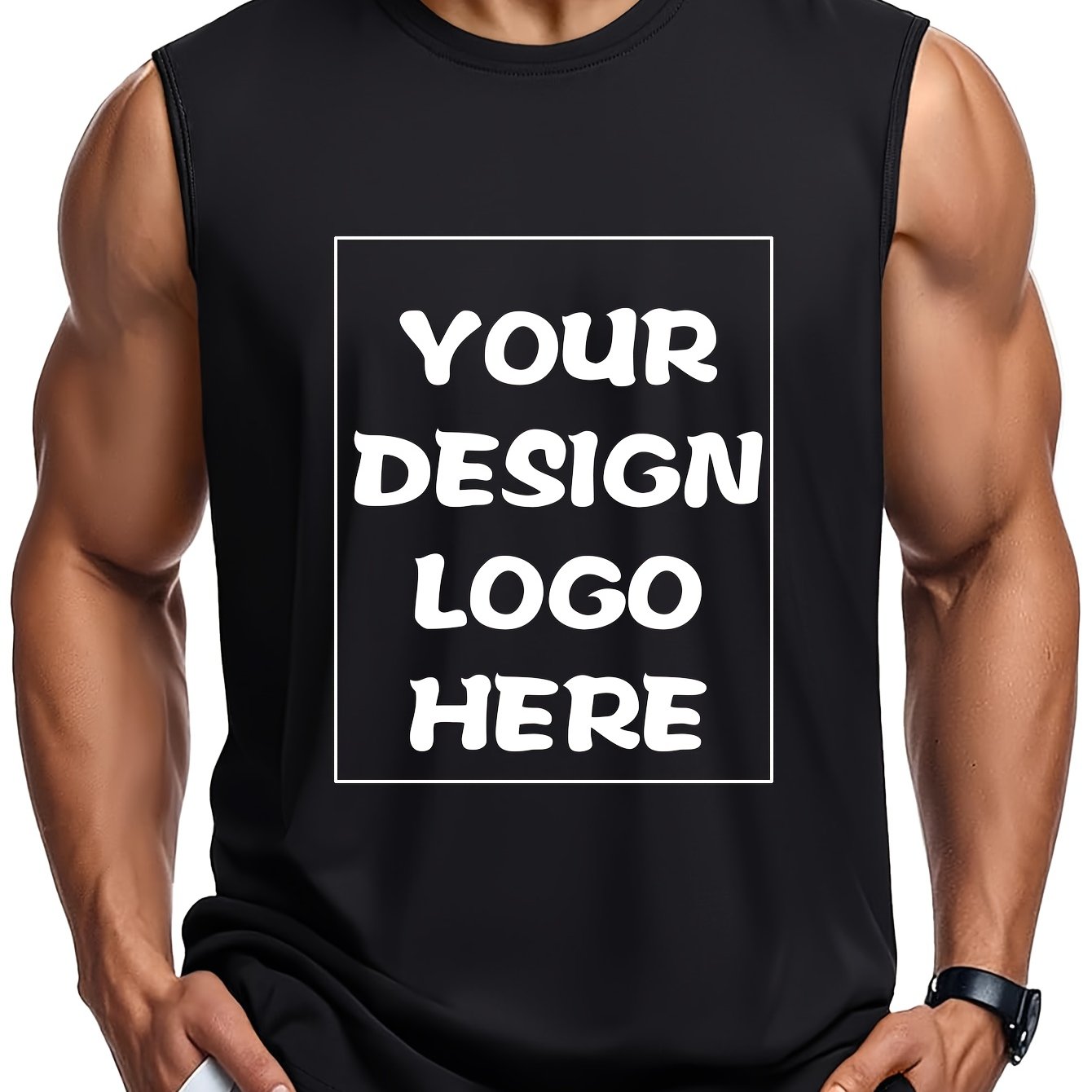 TEMU Plus Size [custom Men's Sports Vest], Personalized Sleeveless Vest, Breathable And Quick-dry, Comfortable, For Gym, Running, Casual Wear, Unique