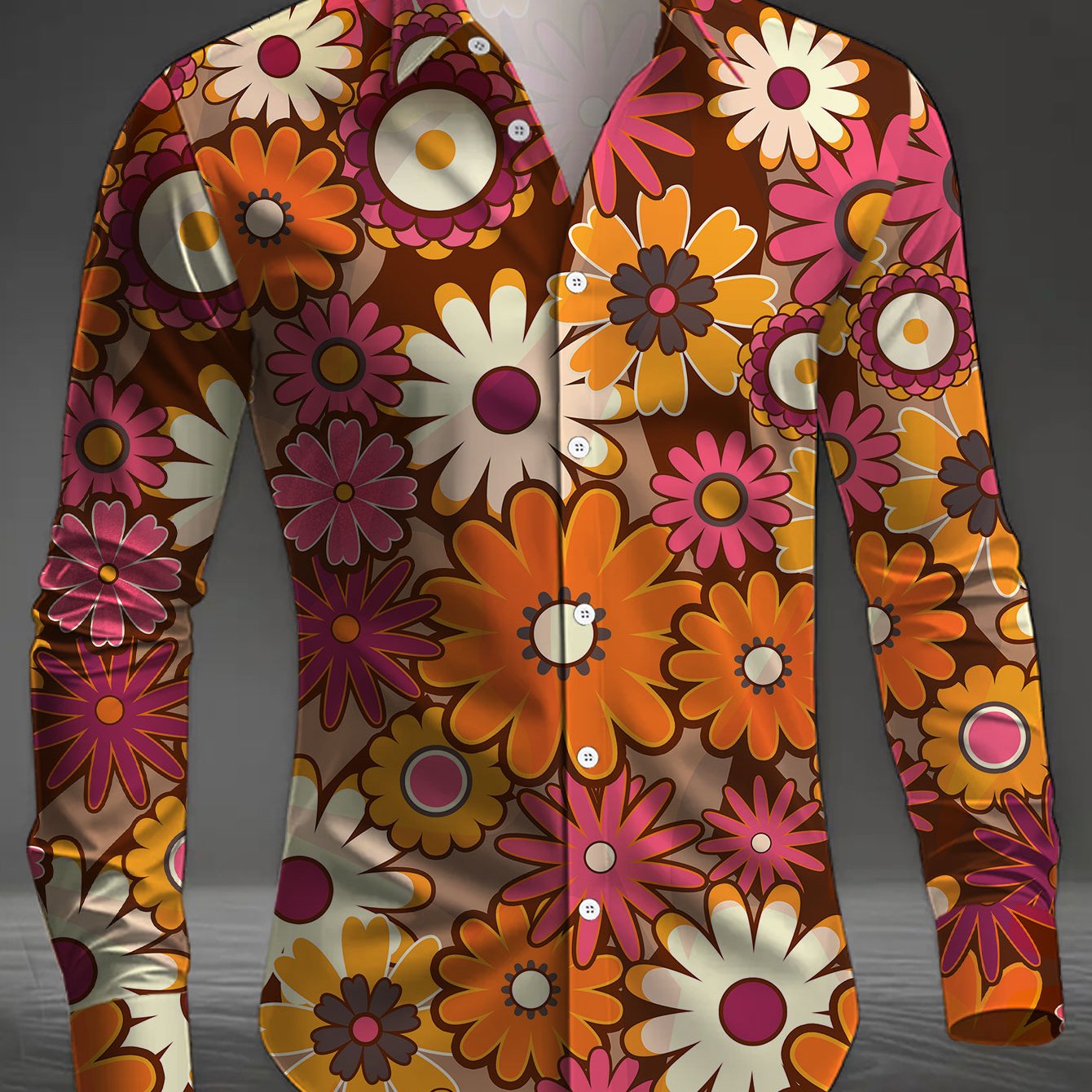 TEMU Casual herenoverhemd, comfortabel en veelzijdig heren overhemd met digitale print in echte maat, lange mouwen, geschikt voor feestjes en clubs,