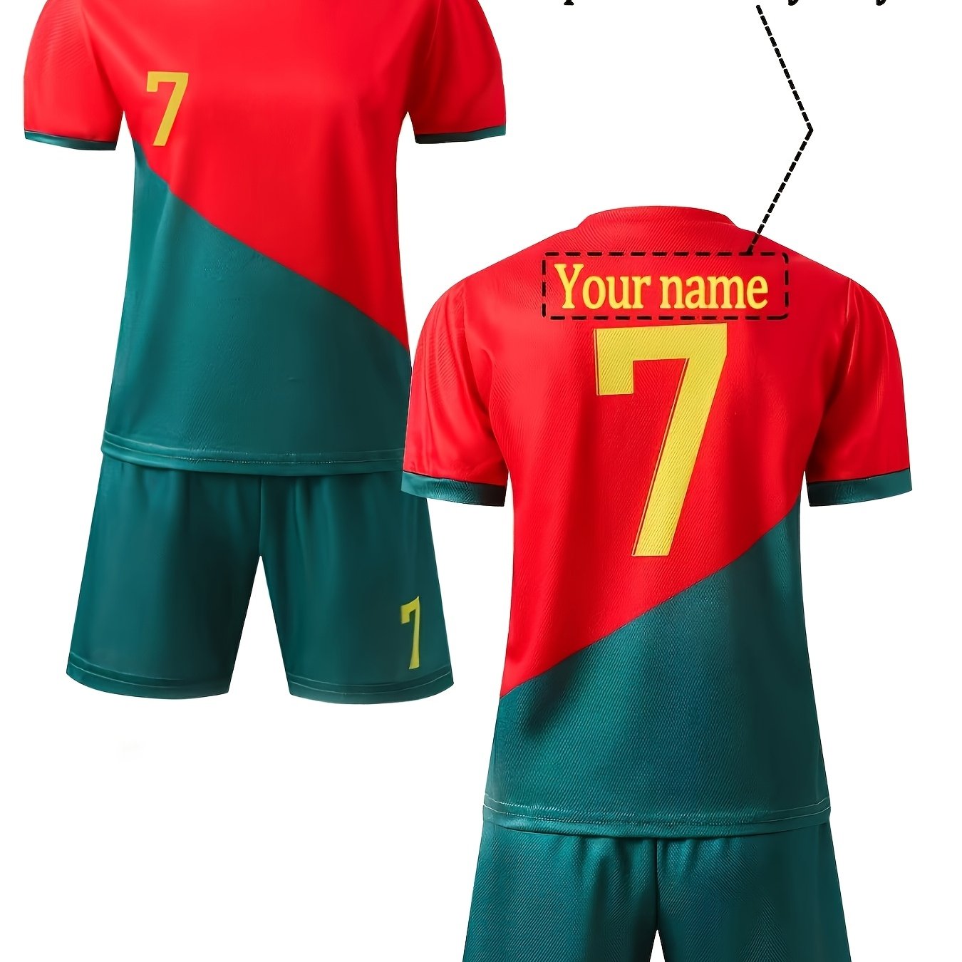 Customized Two-piece Quick-dry Football Suit For Boys Jersey For Competition Training Football Team Uniform Short-sleeved Shorts, For Outdoor