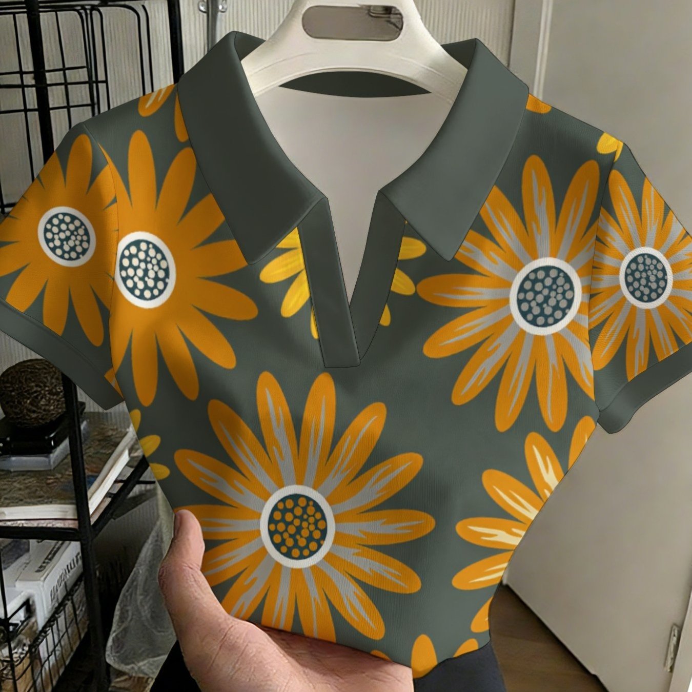TEMU Women's Stylish And Versatile Shirt Without Buttonsyellow Petal Orange Daisy Family Sunflowers Motif Pattern Wrapping Pafashionable Versatile