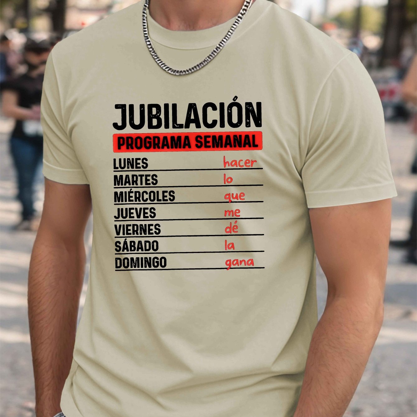 TEMU Camiseta de hombre de talla grande con diseño arrugado de jubilación española