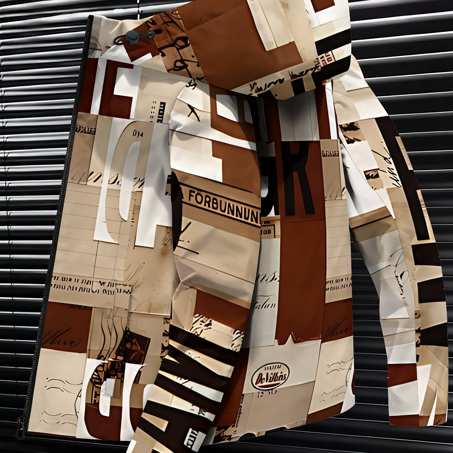 Image of Geometric Windbreaker Jacket, Windproof And Warm, Easily Autumn And Winter Street Style '10-24-1