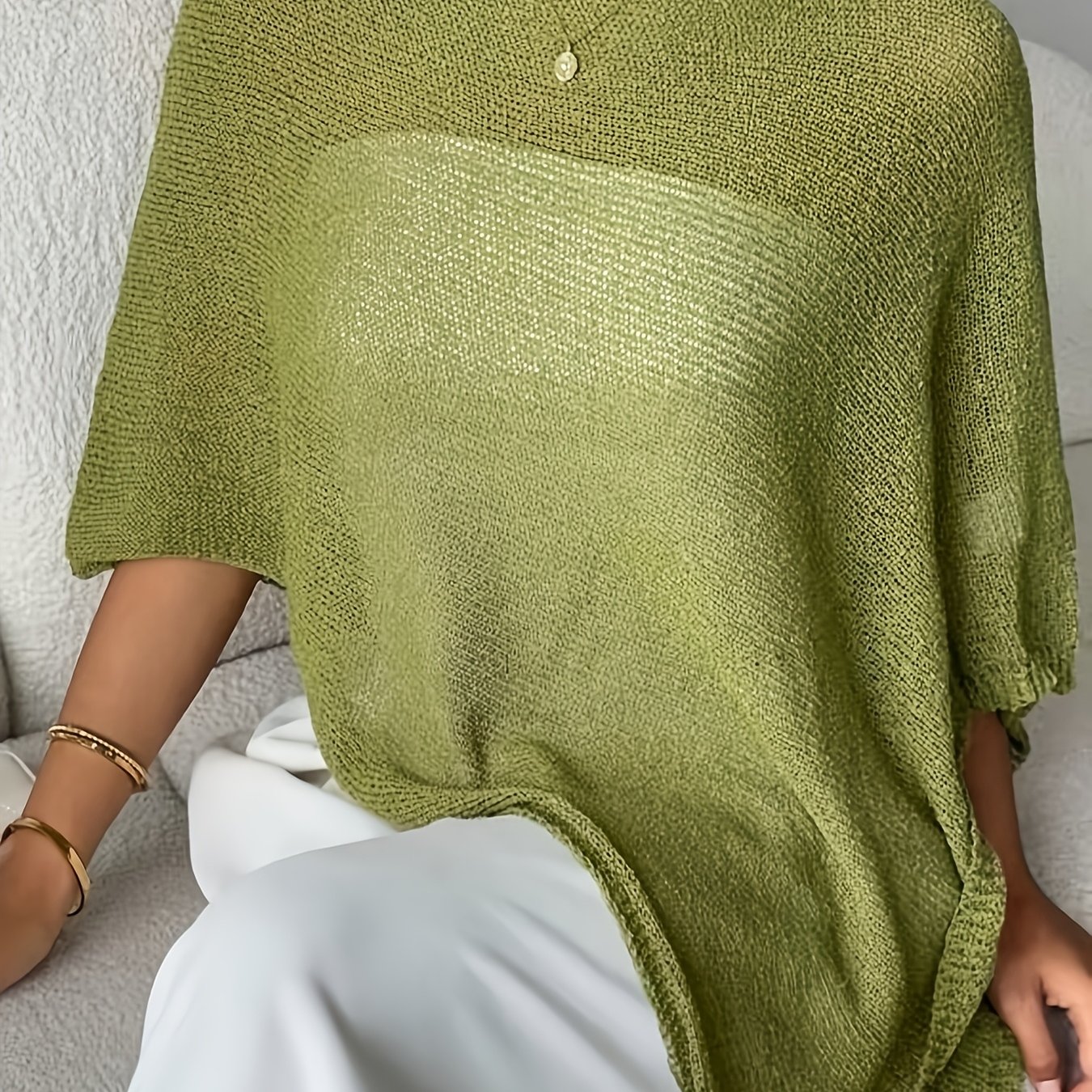 TEMU Spring/summer New Irregular V-neck Poncho Loose Cover-up