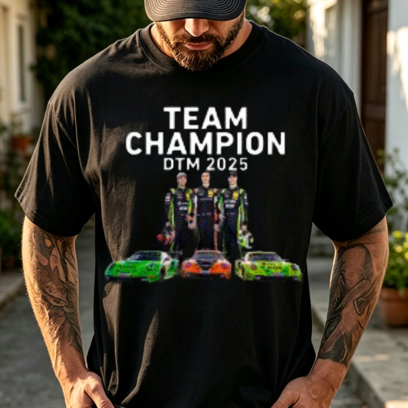 Image of Te Am Dtm 2025 Racing Car Graphic Neutral T Shirt Casual Short Sleeve Black Crew Neck Daily Leisure Tee Softwashed Tee Cotton Tee