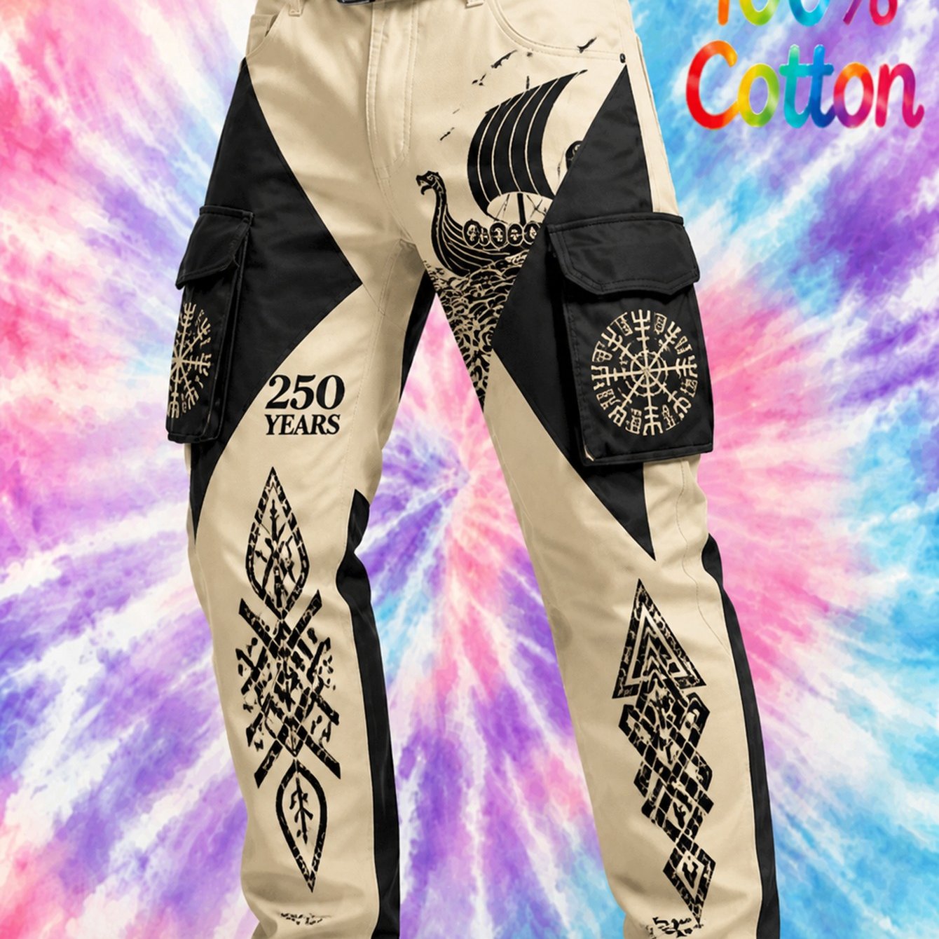 TEMU 2026 Men's 100% 3d Printed Cargo Pants (no Belt): Casual And Versatile Trousers With Viking , Stylish Streetwear For Casual And Work Wear