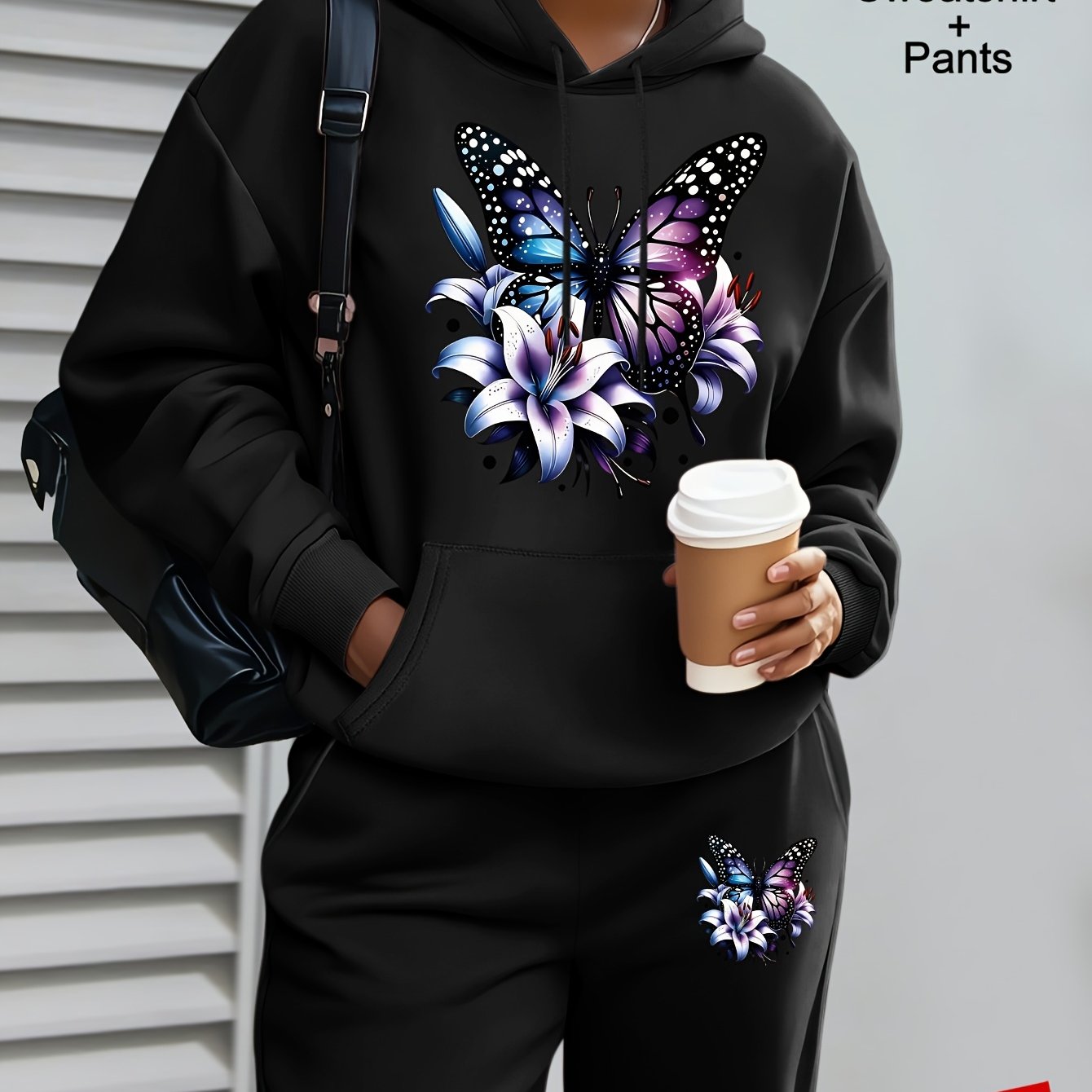 TEMU 2pcs Hooded Sweatshirt Printed Sweatpants Set - Comfortable, Stretchy Fabric, Ideal For Casual Wear, 2026 Autumn And Winter New Daily Versatile