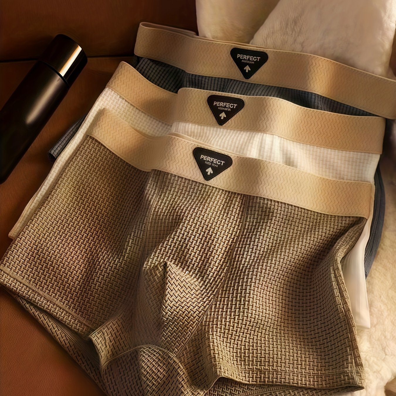 TEMU 3pcs Solid Color Boxer Briefs. Men's Fashion, Comfortable And Soft Texture, With Letter Logo, Suitable For Everyday And Casual Wear, In Brown,