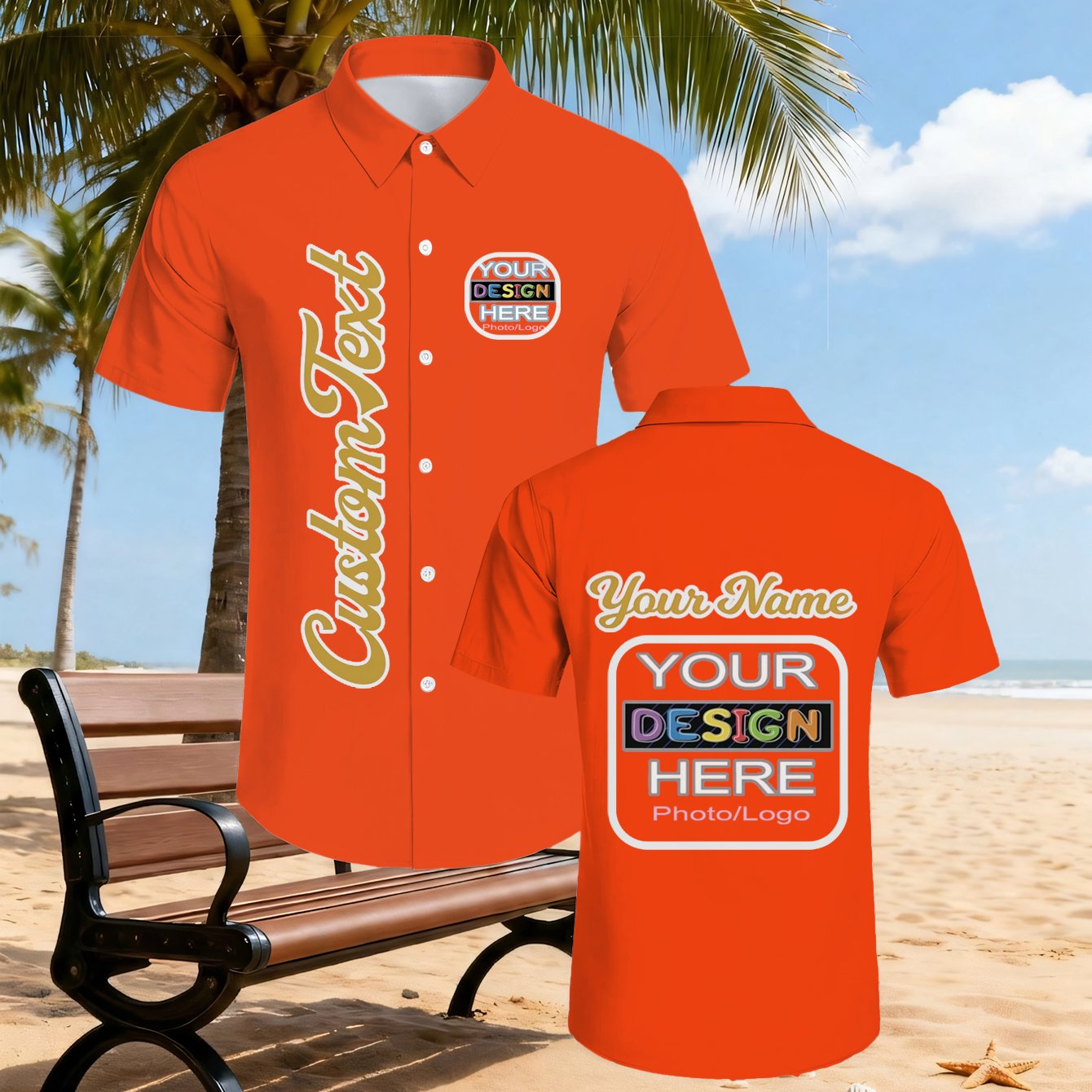 TEMU Men's Custom Photo/text Shirts - Personalized Diy Your Own Design | Plus Size Button-up Collar Shirt Suitable For Couples Gifts, Large Sizes,