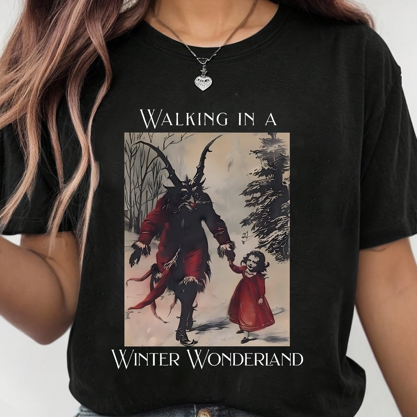 TEMU T-shirt vintage femme Noël Père Noël, col rond, manches courtes, lavable en machine, parfait pour les fêtes d'année, vêtements d'automne, haut