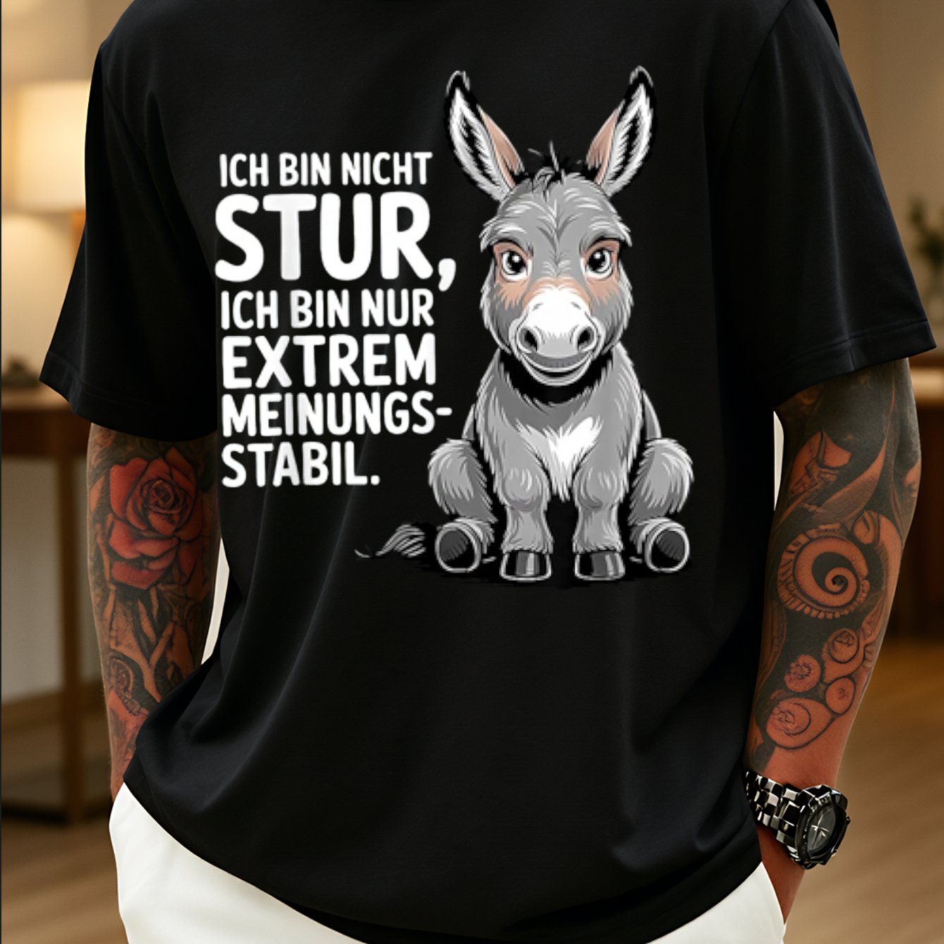 Image of Men's T-shirt Donkey With German Text I Am Not Stupid I Am Just Extremely Opinionated For Everyday Wear And Humor Gifts For , Plus Size