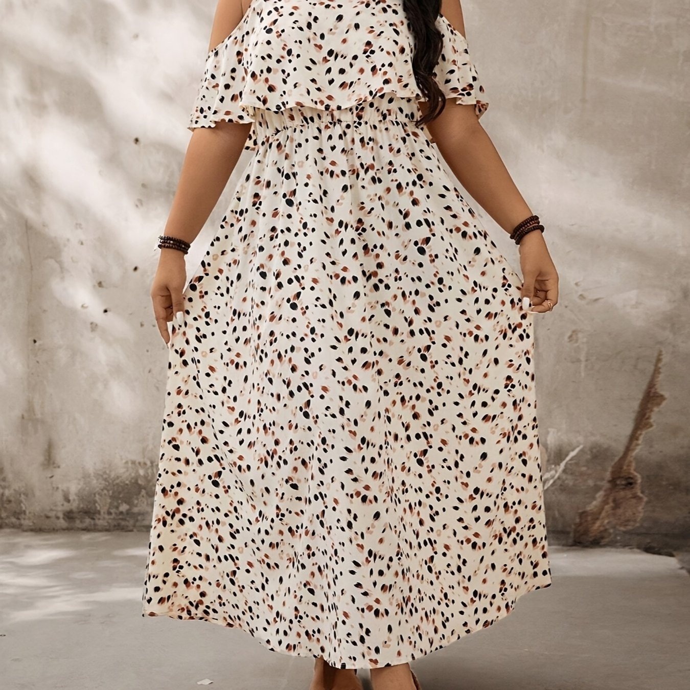 Plus Size - Plus Size - Women's Plus Size Bohemian Dress Floral Print Dress