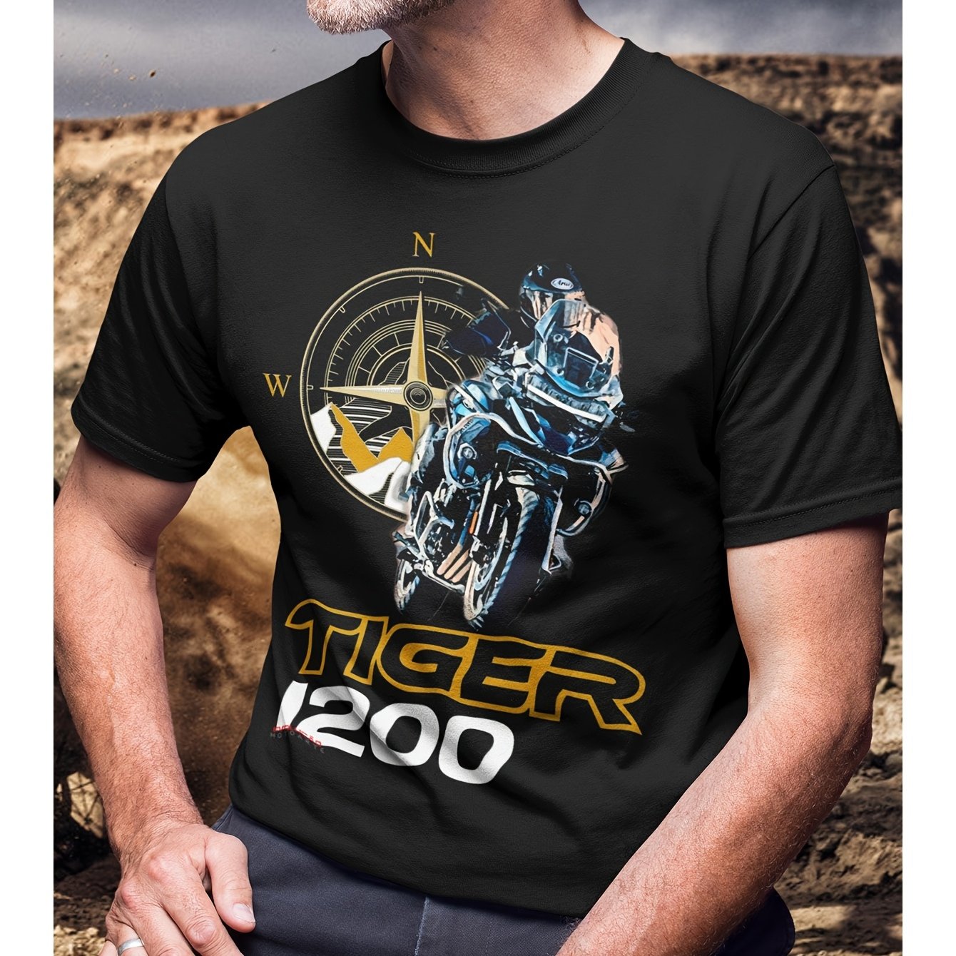 Tiger 1200 Windrose Explorer Big Rider Husband Present Gift 180g T-shirt Men's Black Round Neck S-3xl